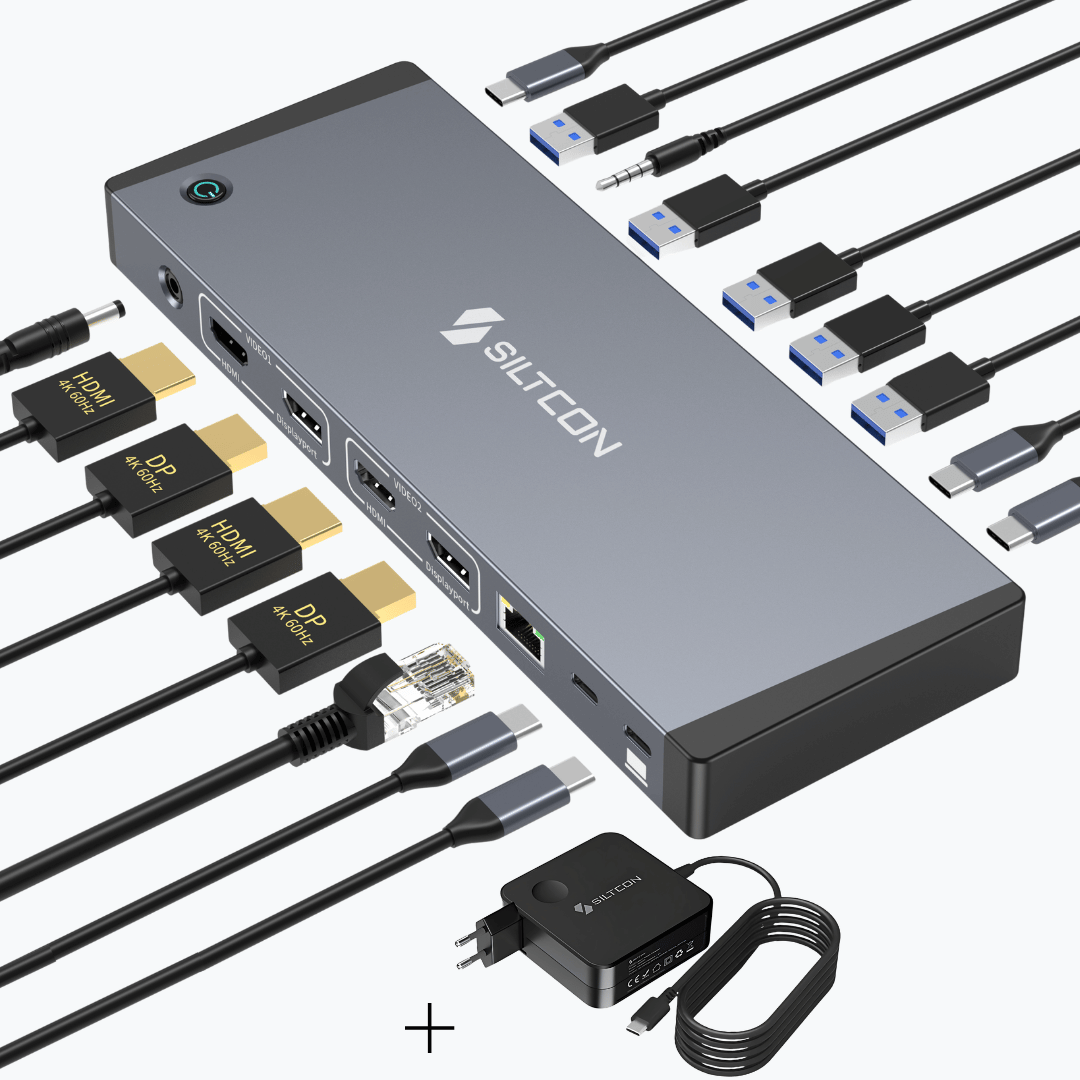 Siltcon – 17-in-1 & Dual 4K – Docking Station met USB-C & 100W Power Delivery