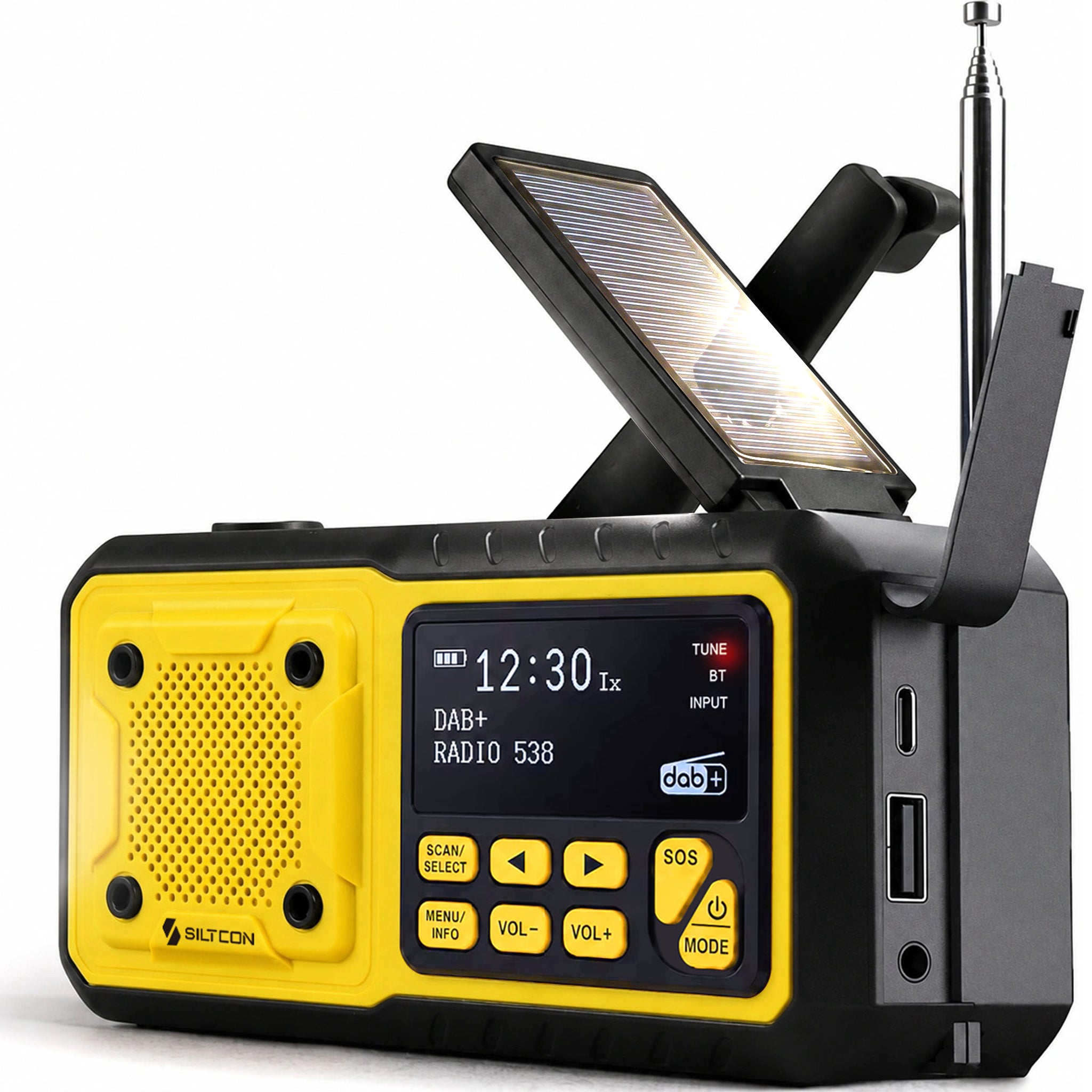 Siltcon® Noodradio DAB+ Opwindbaar – Solar Radio met Powerbank