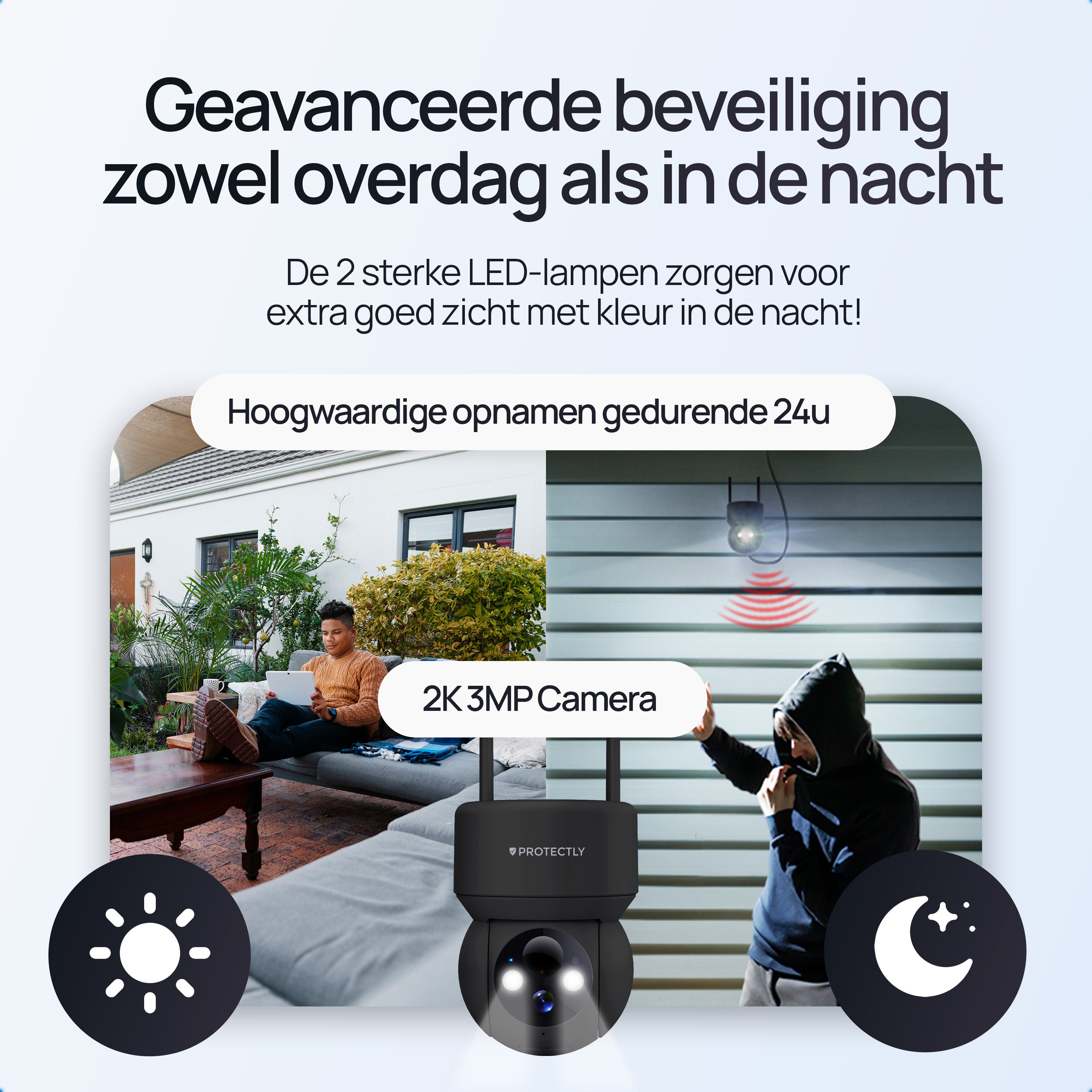 Protectly – Draadloze Beveiligingscamera Zwart – 2K Nachtzicht & Appbediening - Siltcon