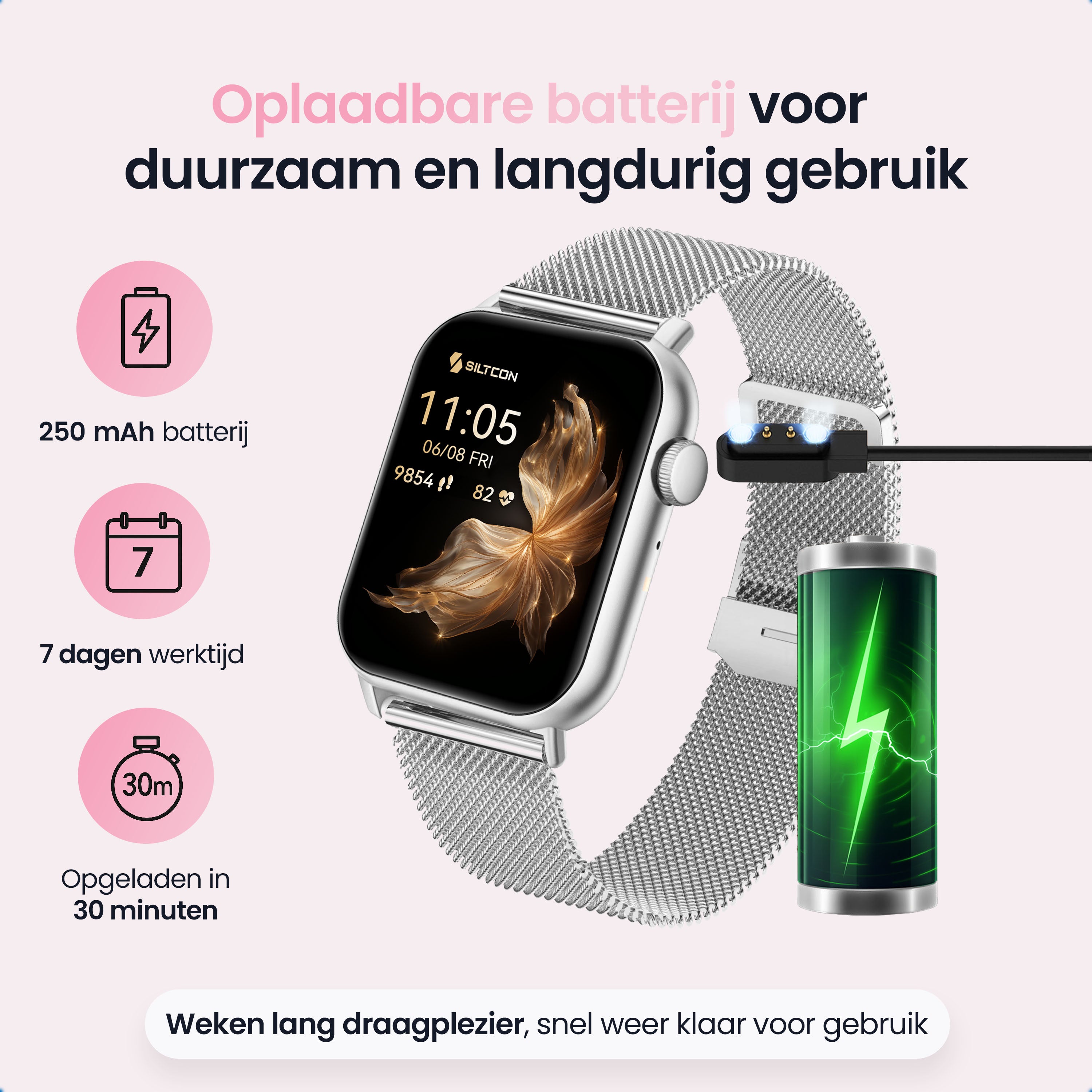 Siltcon Seréa Smartwatch Dames - Zilver