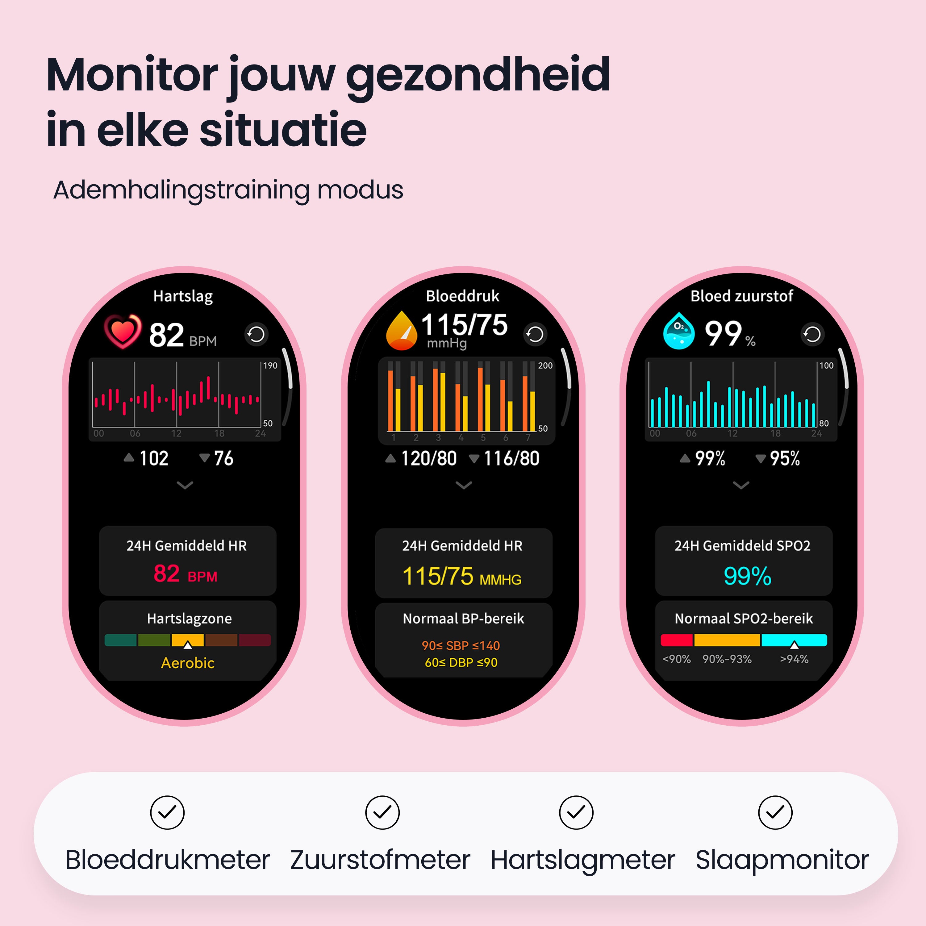 Siltcon Auréa Smartwatch Dames Zilver – Incl. 5 bandjes - Siltcon