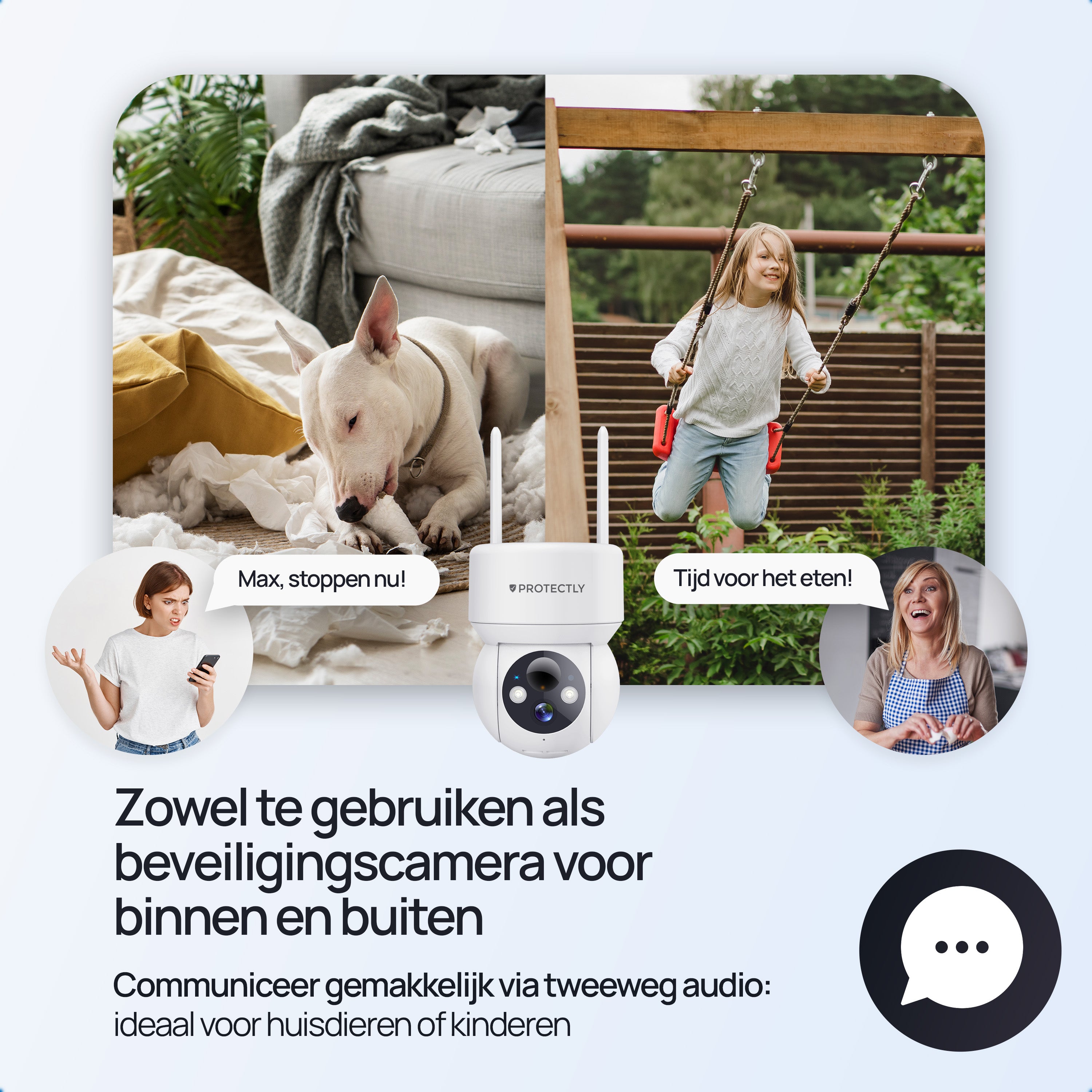 Protectly – Draadloze Beveiligingscamera Wit – 2K Nachtzicht & Appbediening - Siltcon