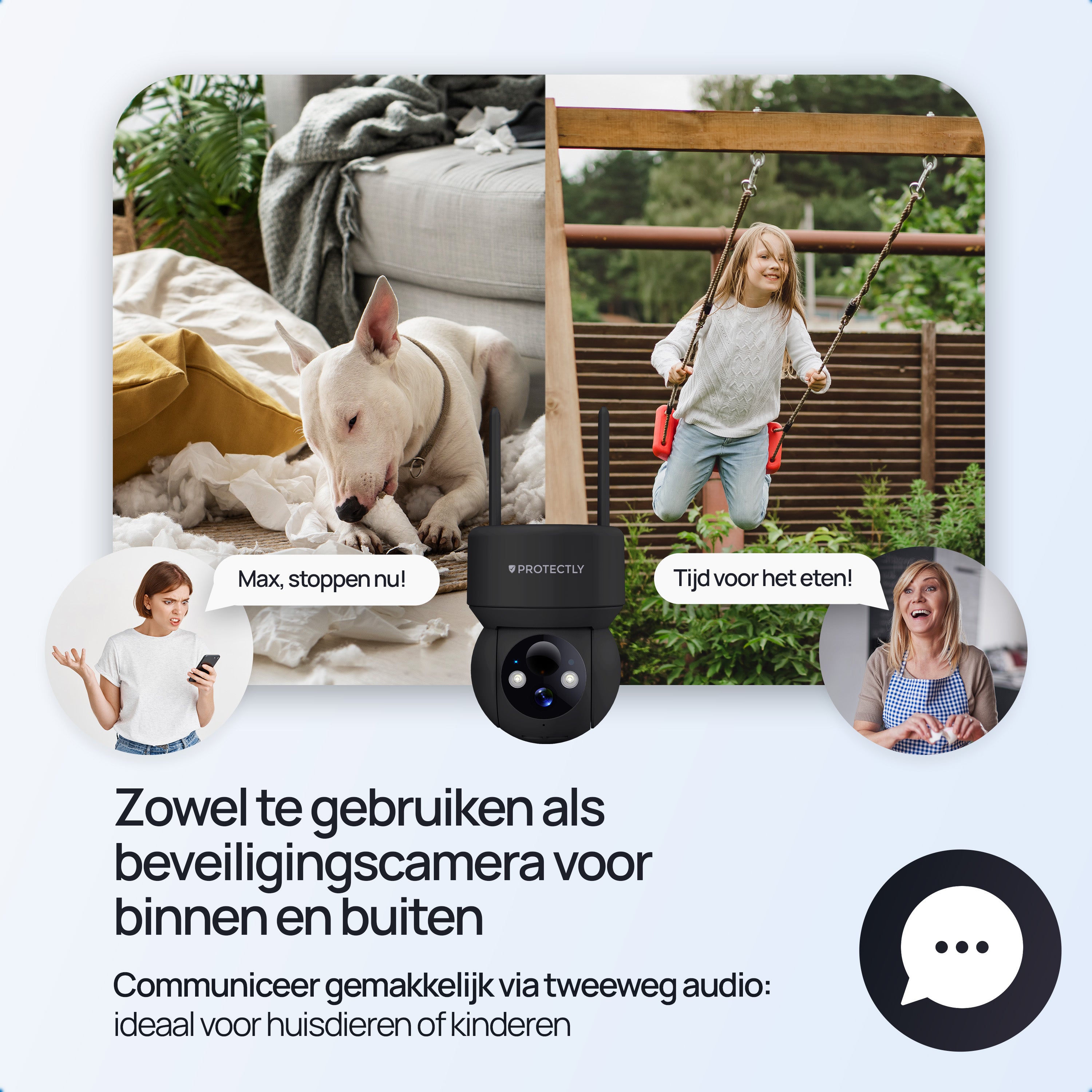 Protectly – Draadloze Beveiligingscamera Zwart – 2K Nachtzicht & Appbediening - Siltcon