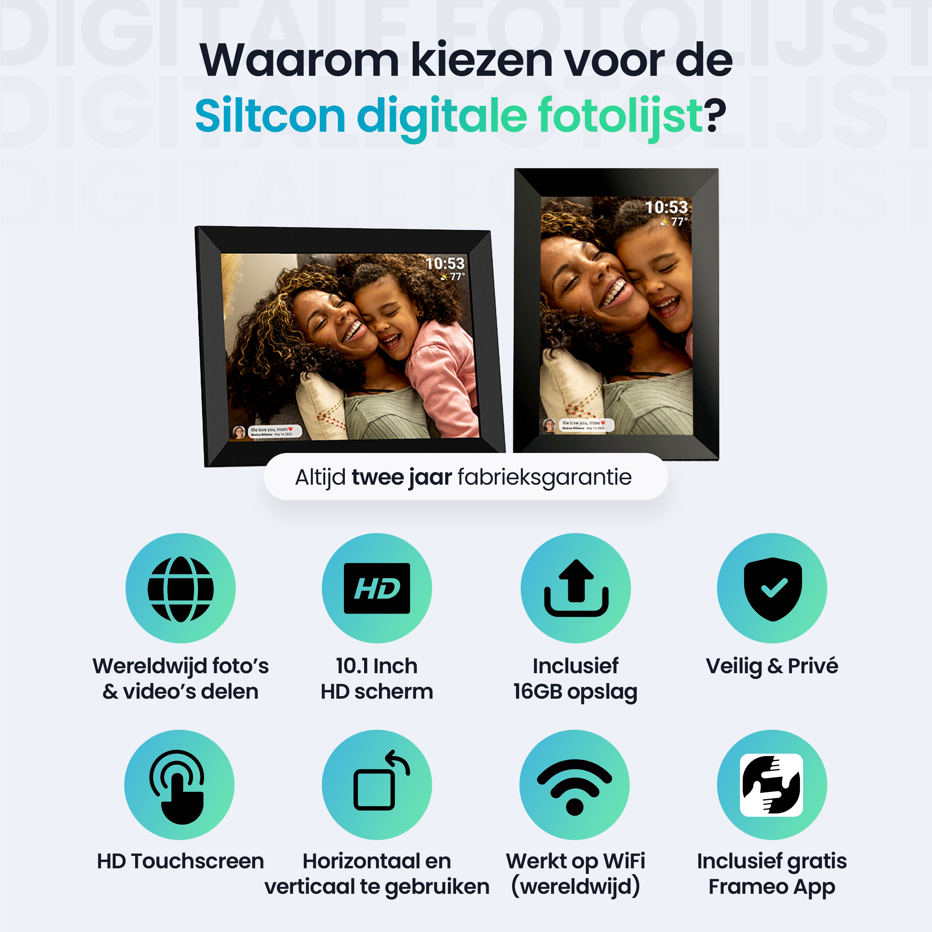 Siltcon Digitale Fotolijst Wifi – 10.1 inch HD & 16GB Opslag - Siltcon
