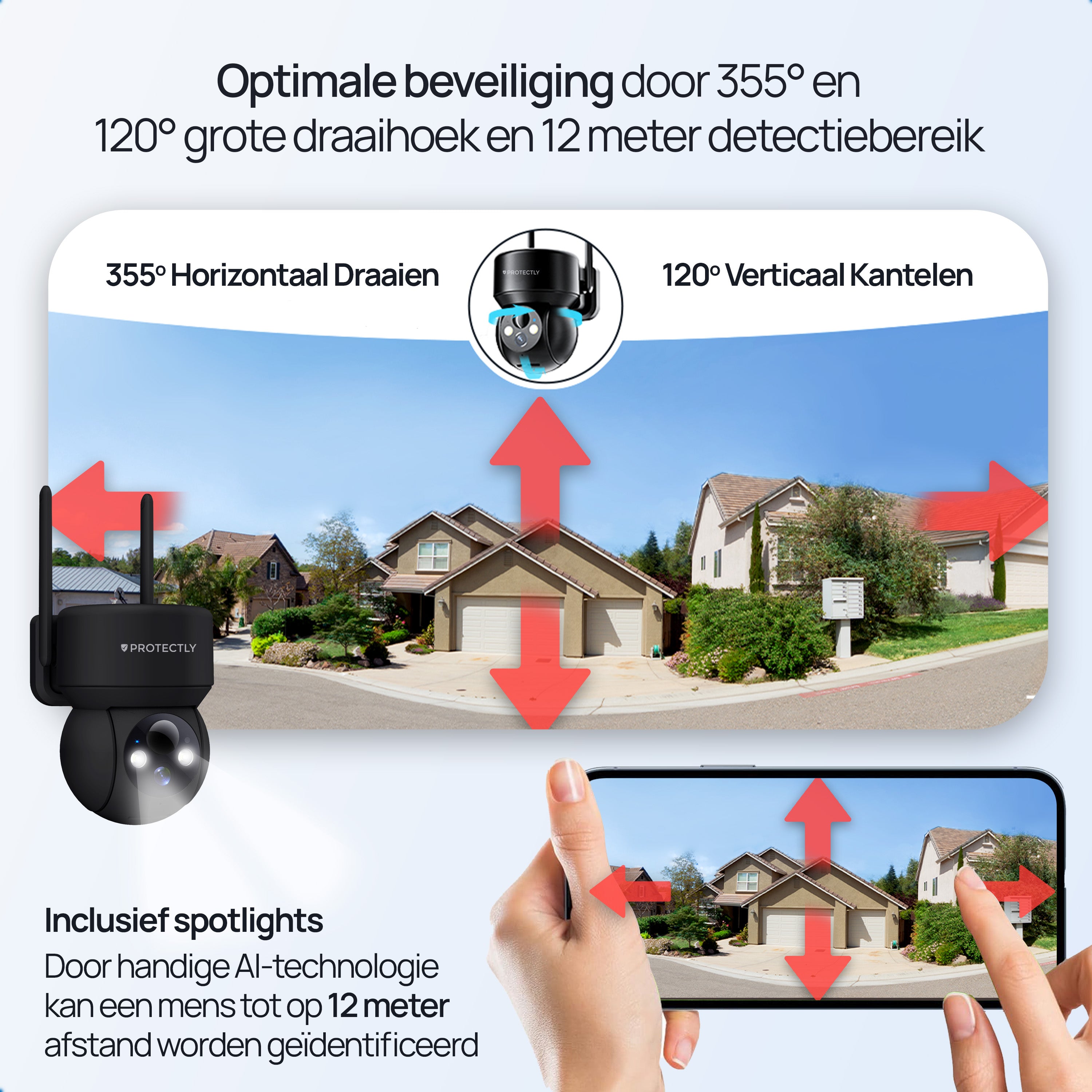 Protectly – Draadloze Beveiligingscamera Zwart – 2K Nachtzicht & Appbediening - Siltcon