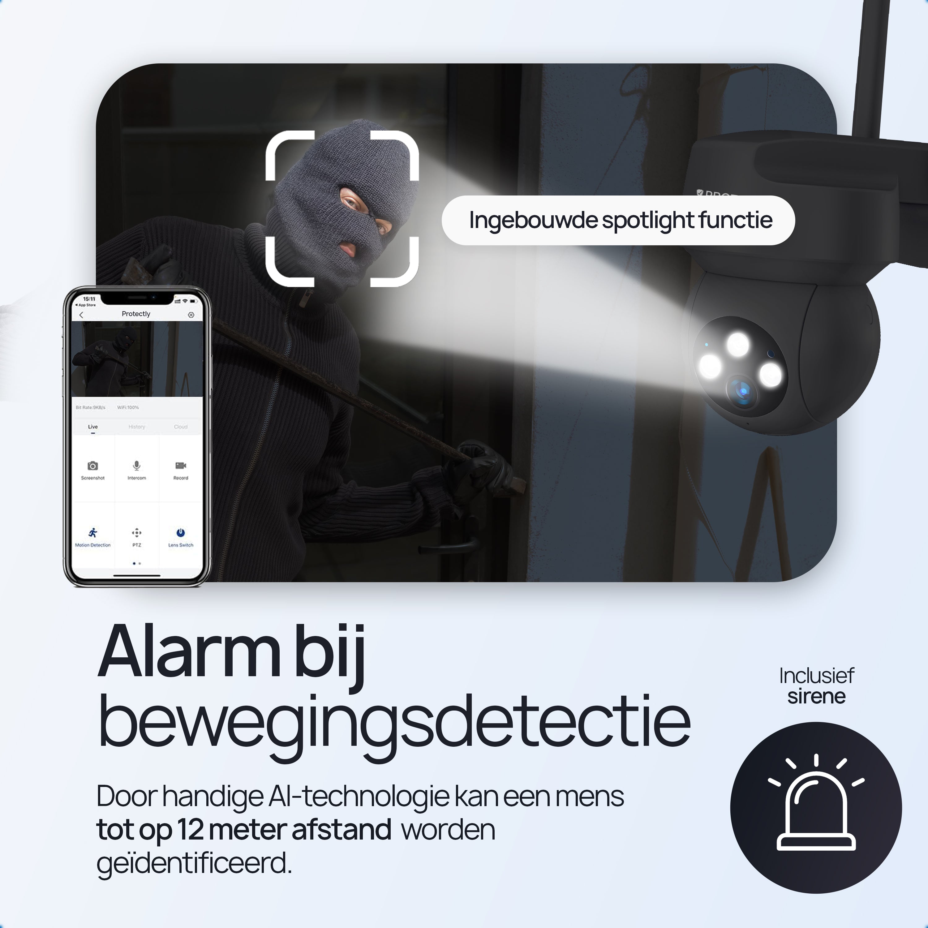 Protectly Beveiligingscamera Buiten 2K 3MP – Nachtzicht & Appbediening - Siltcon