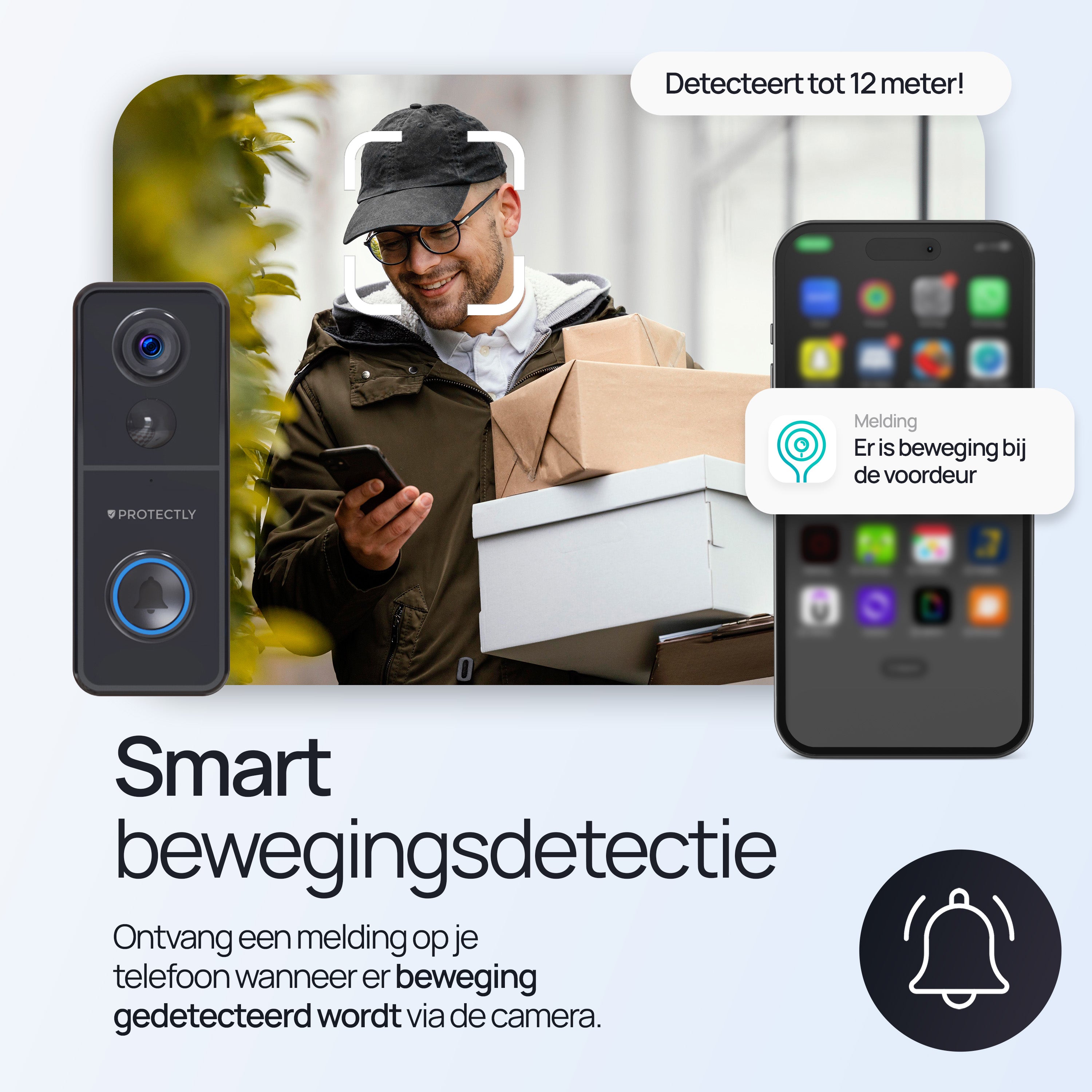 Protectly® Slimme Draadloze Video Deurbel 4K Beeldkwaliteit - Siltcon
