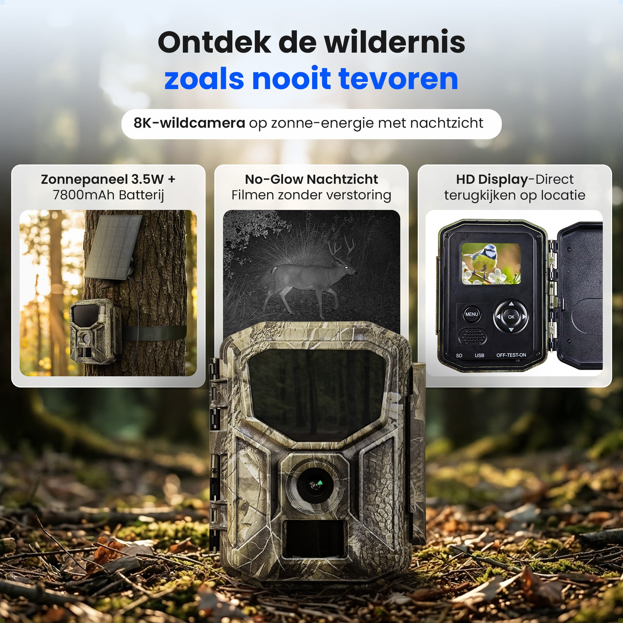 Siltcon Wildkamera mit Solarpanel am Kabel 8K