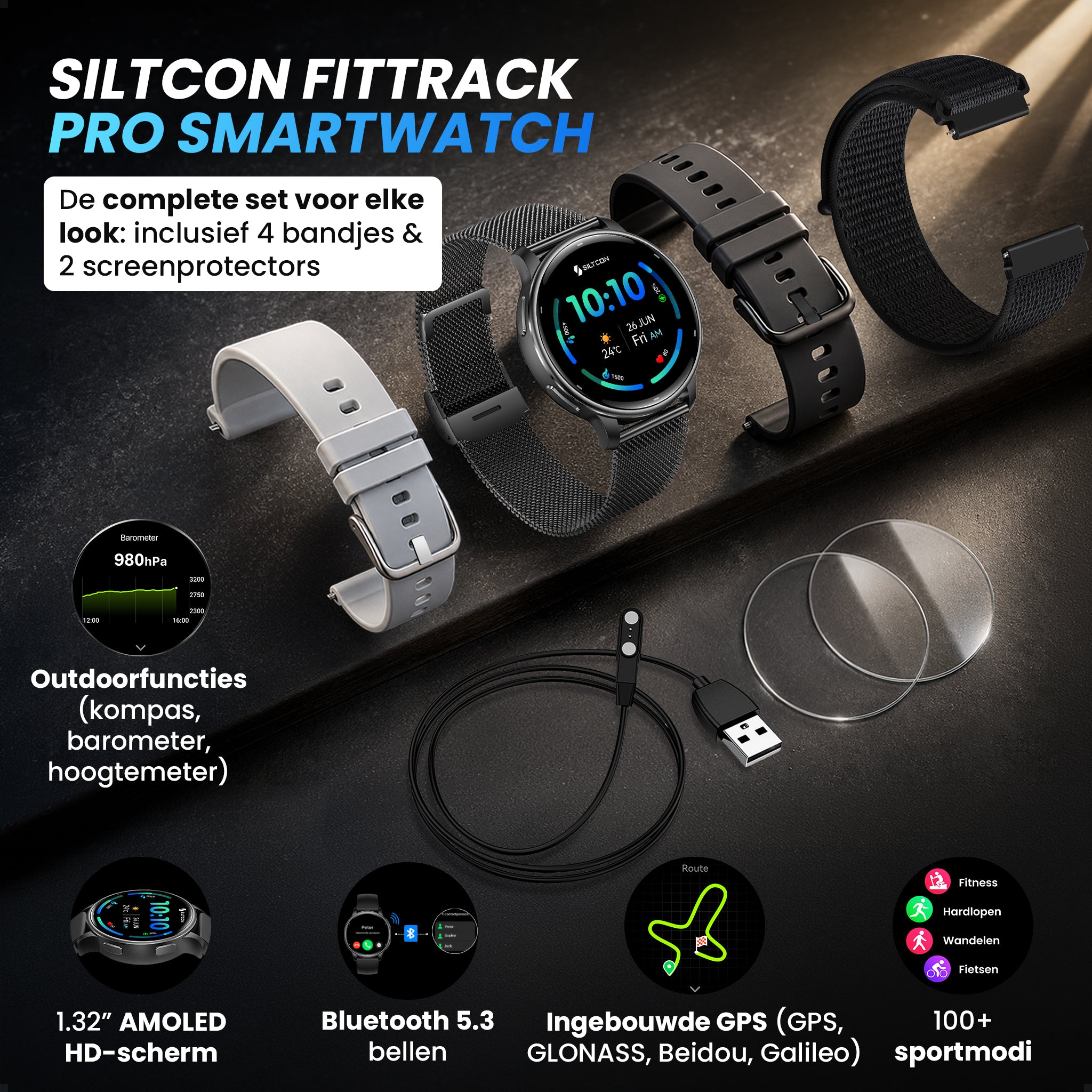 Siltcon® FitTrack Pro Smartwatch dames & heren