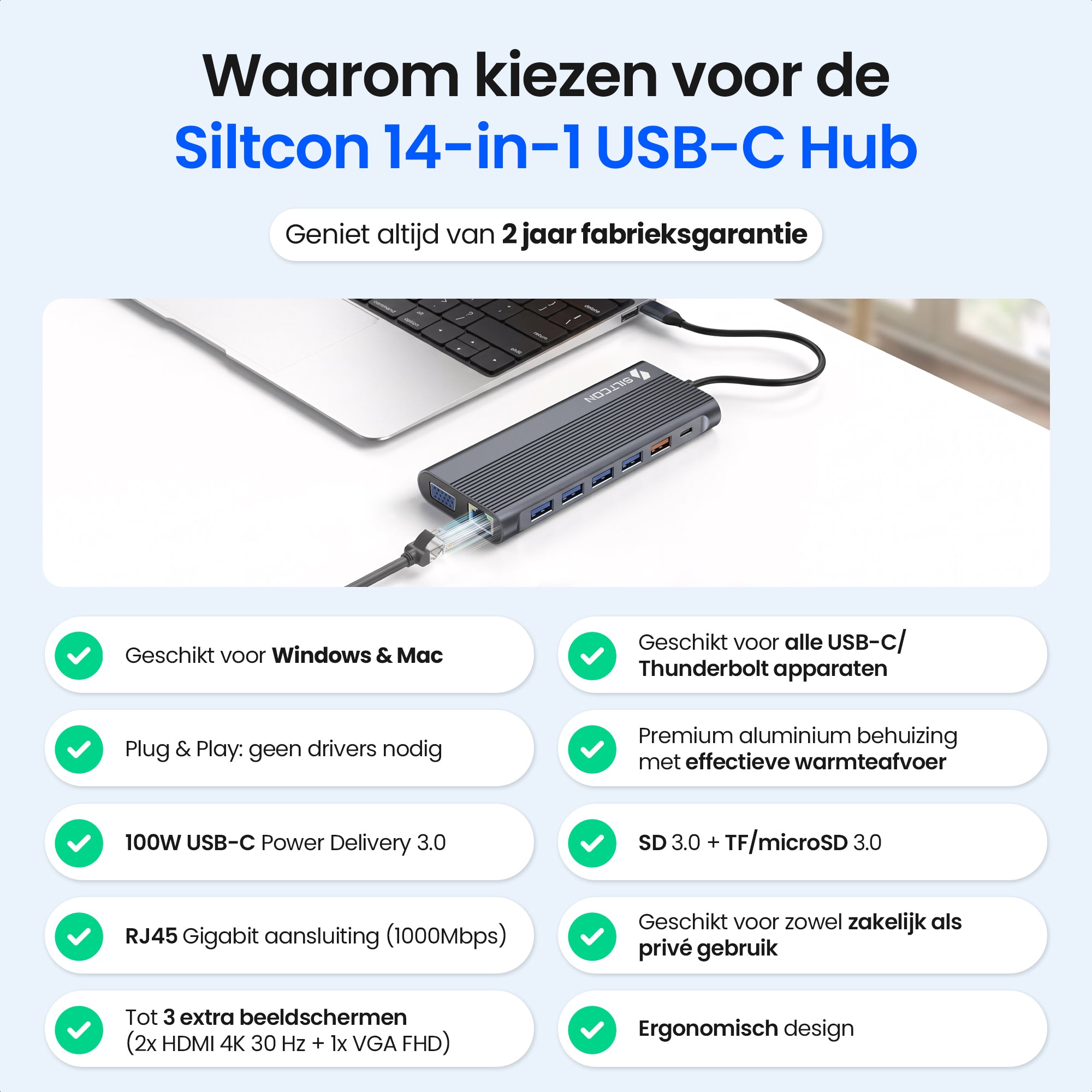 Siltcon® 14 in 1 USB C Hub - Docking Station Laptop