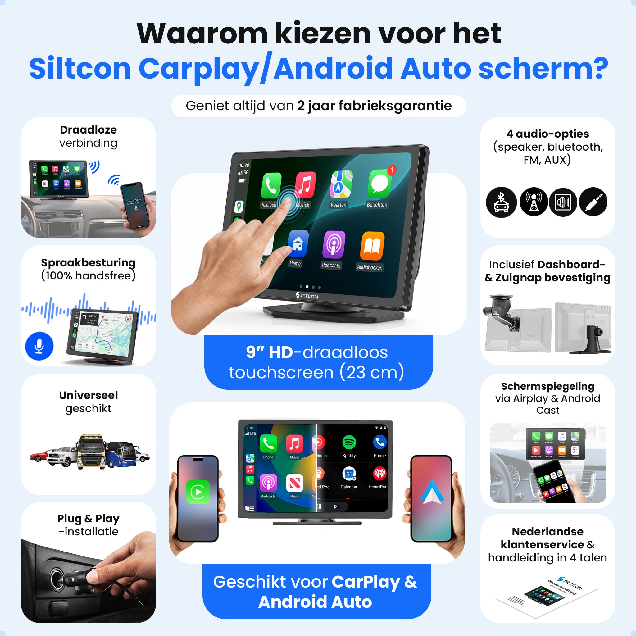 Siltcon® Geeignet für Carplay Bildschirm 9 Zoll