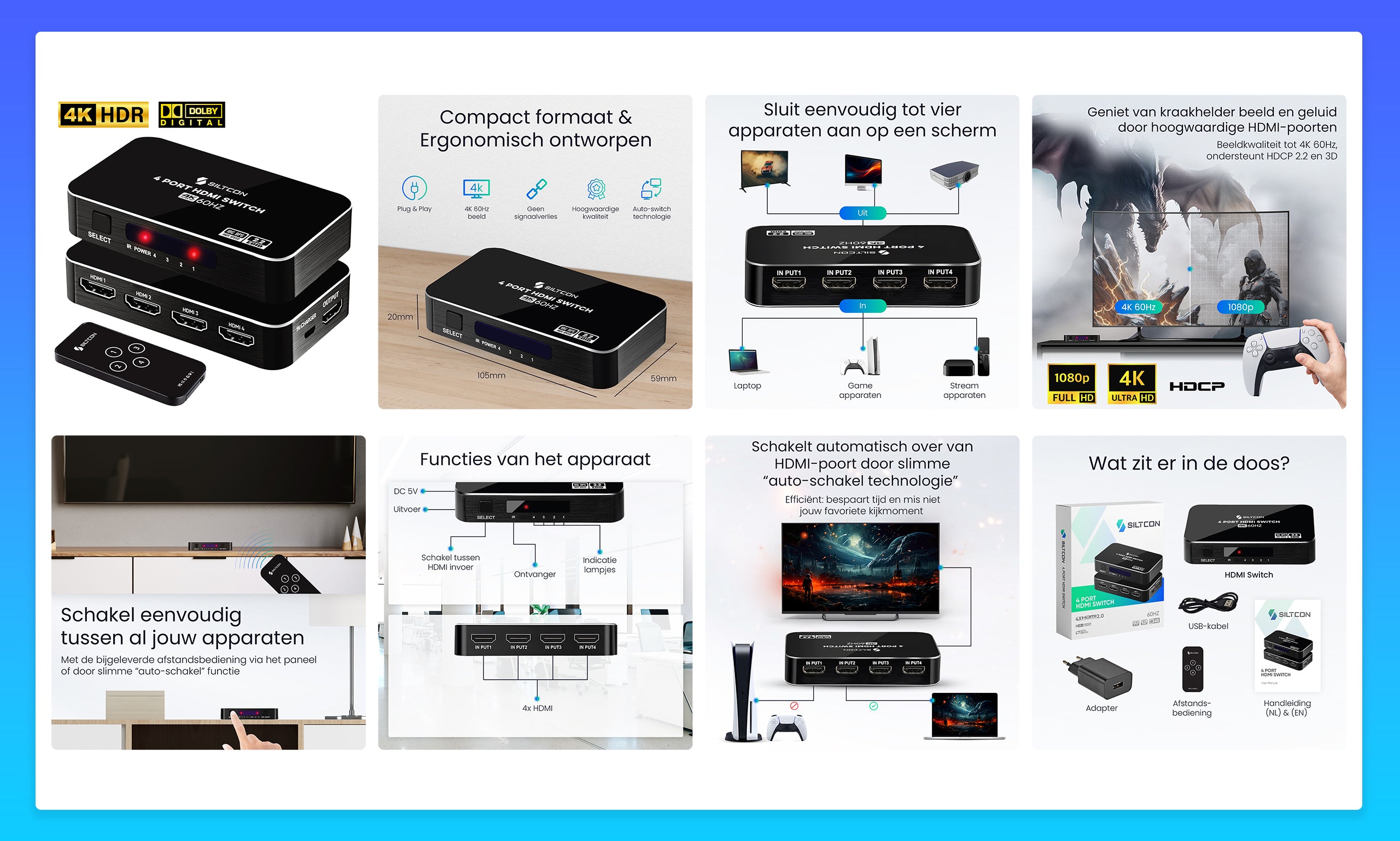 Siltcon HDMI Switch 4K 60Hz - Siltcon