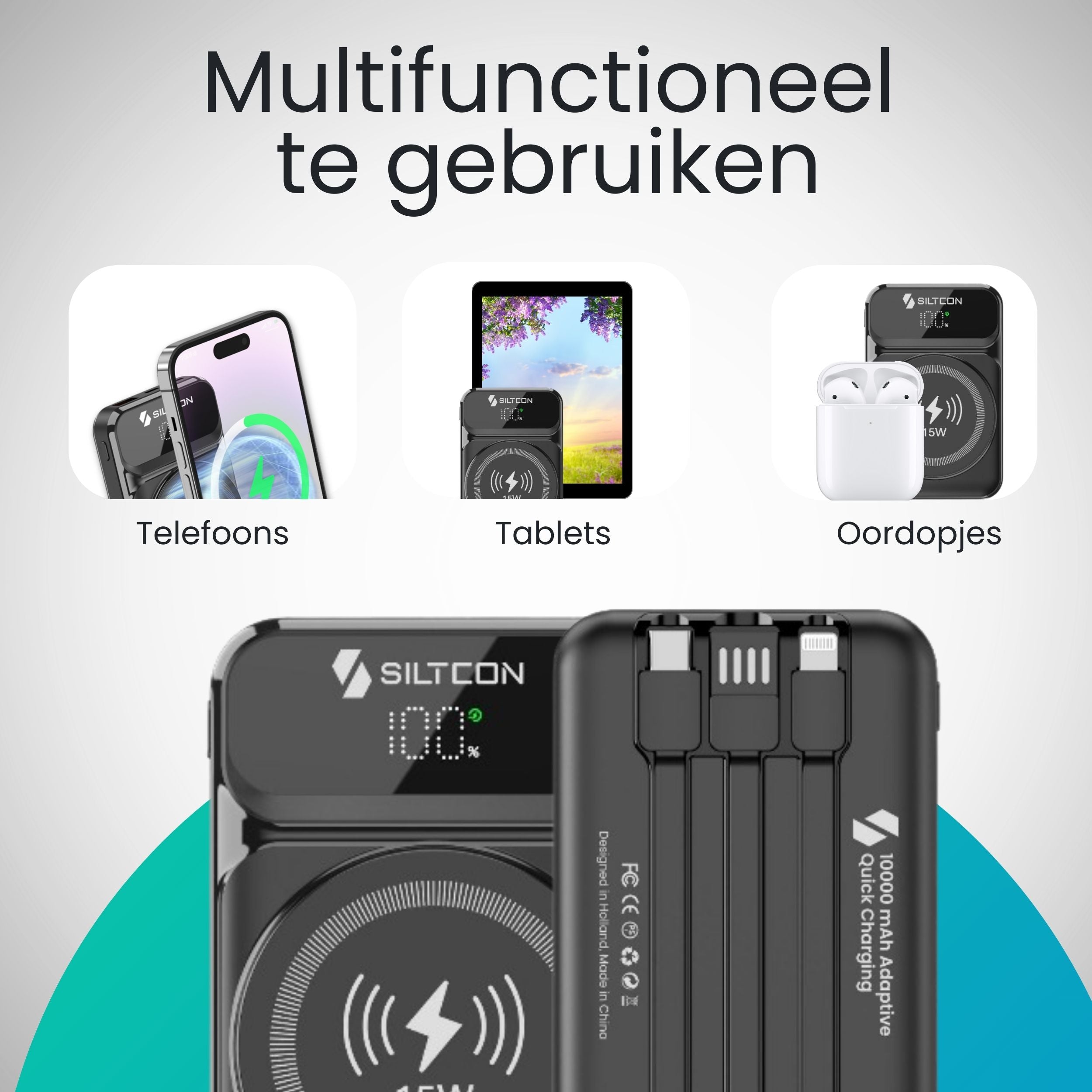 Magnetische Powerbank 10000 mAh - Siltcon