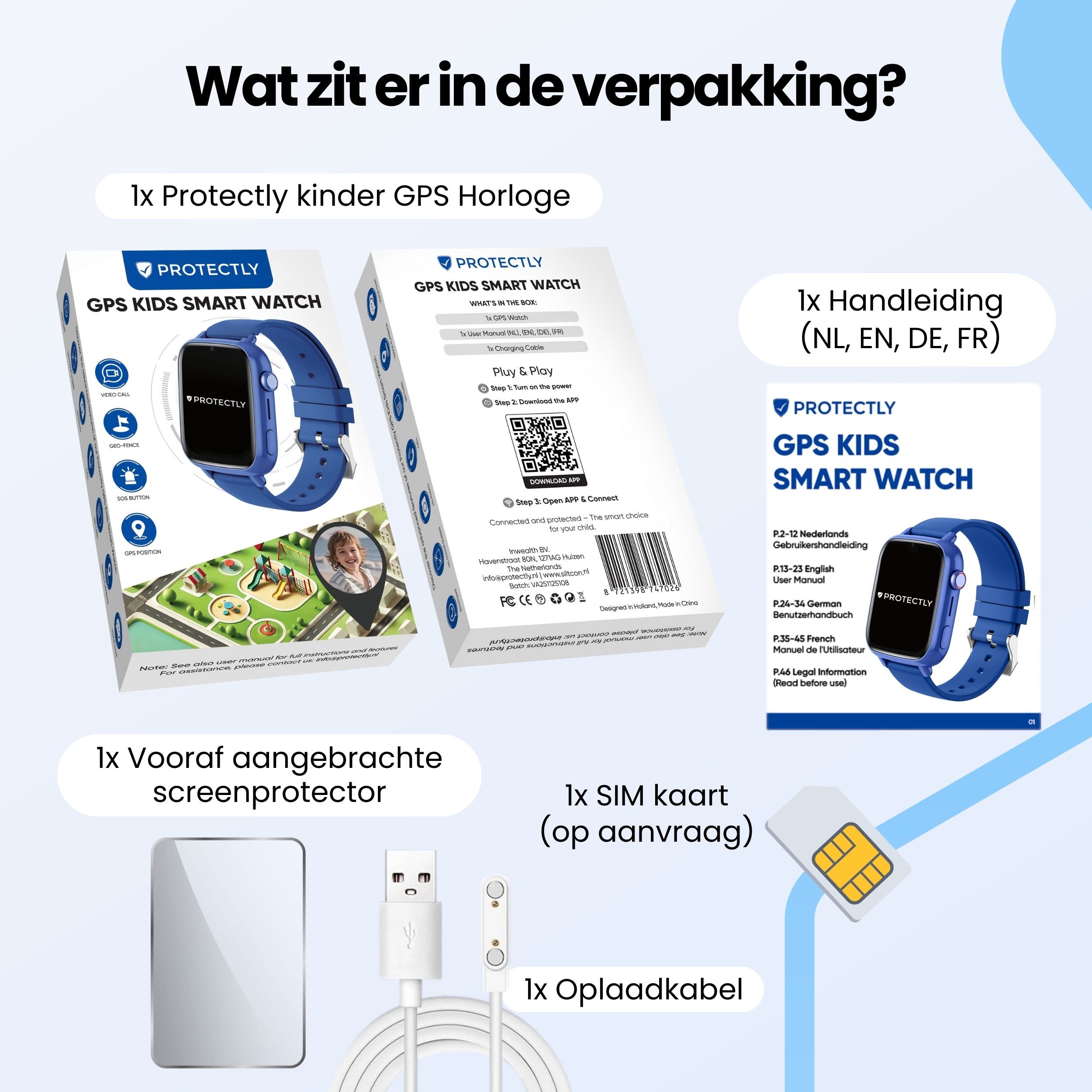 Protectly® GPS Uhr Kind - Blau