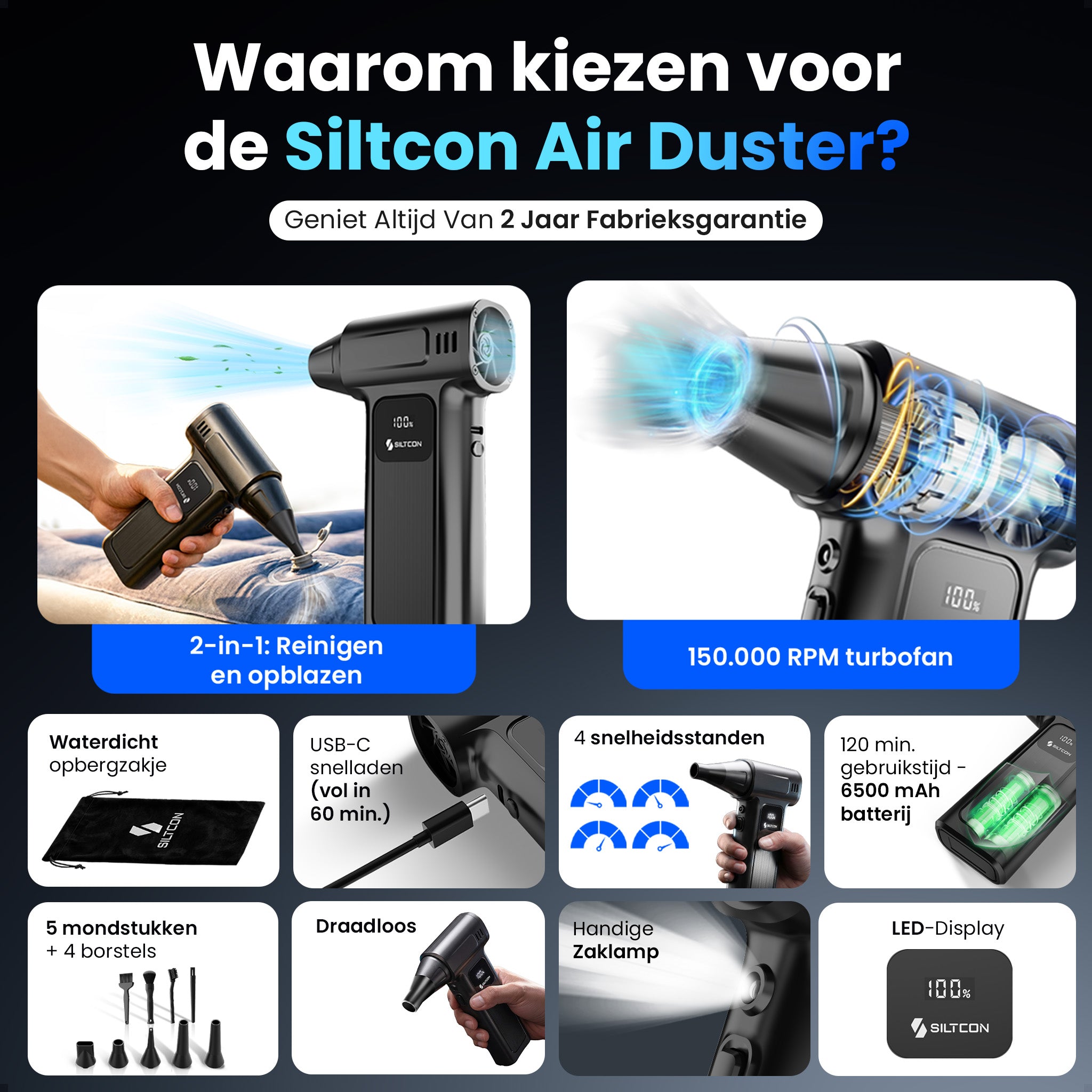 Siltcon® Kabelloser Luftdruckreiniger