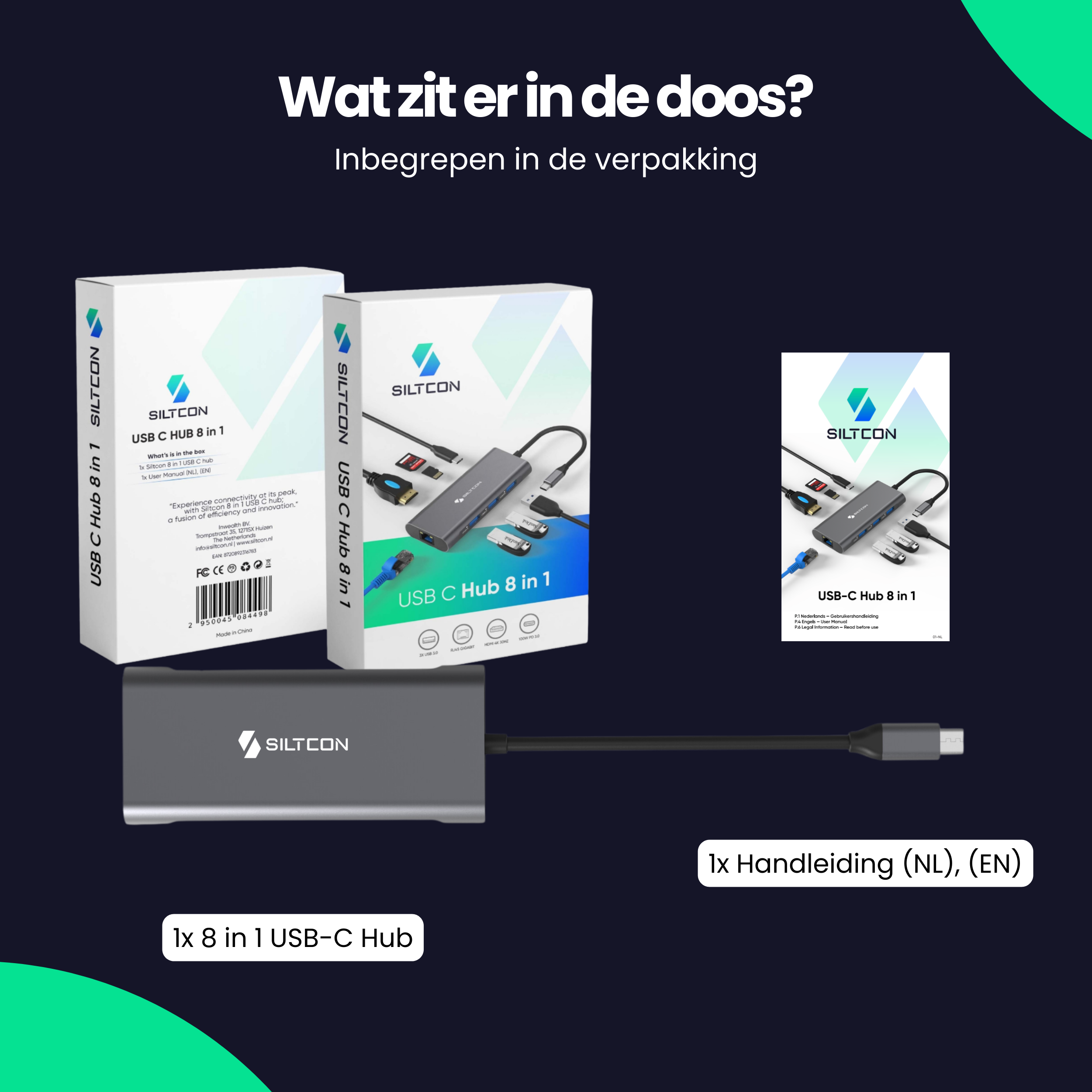 Siltcon 8-in-1 USB C Hub – USB C naar HDMI Hub - Siltcon