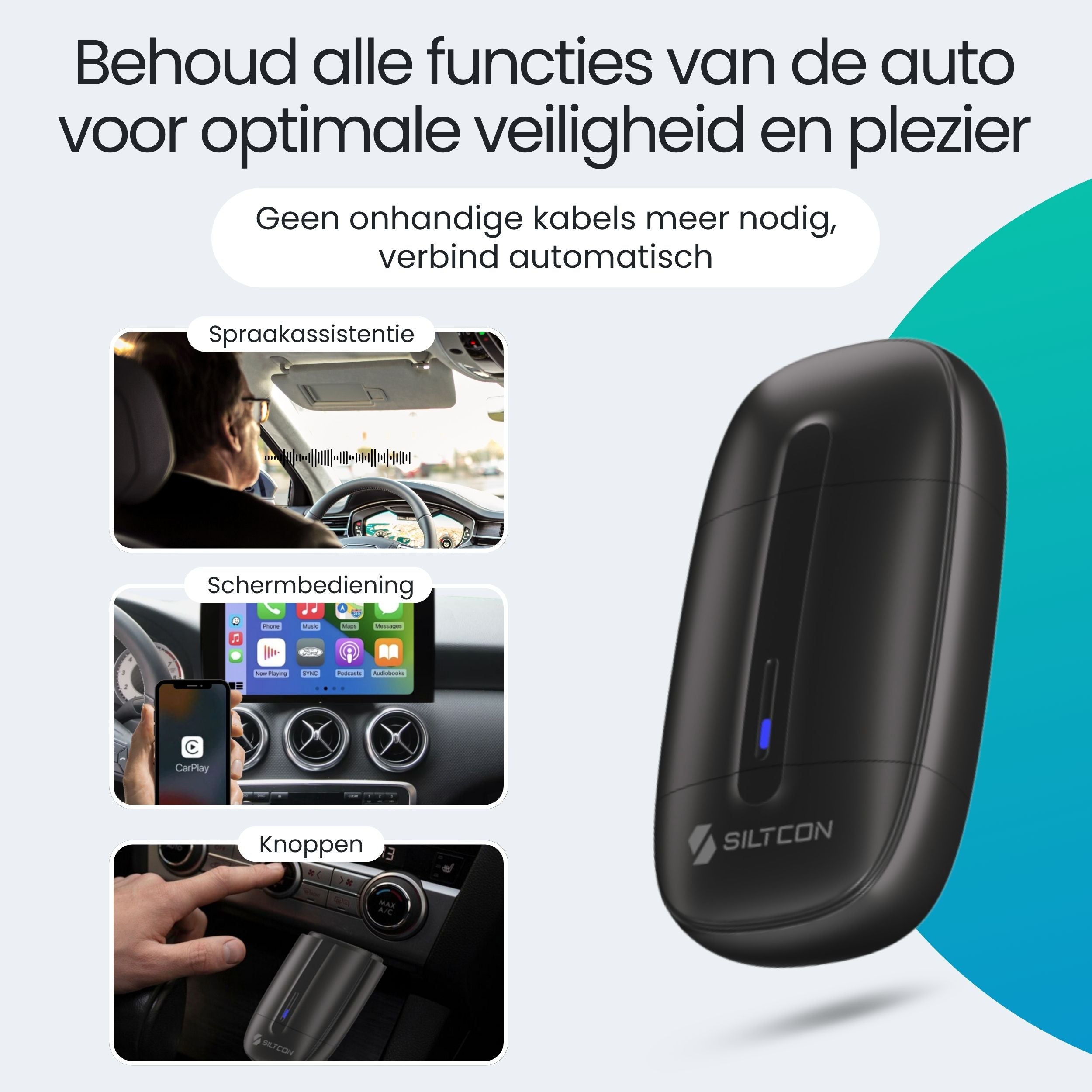 Siltcon® CarPlay Dongle – Draadloos CarPlay & Android Auto - Siltcon