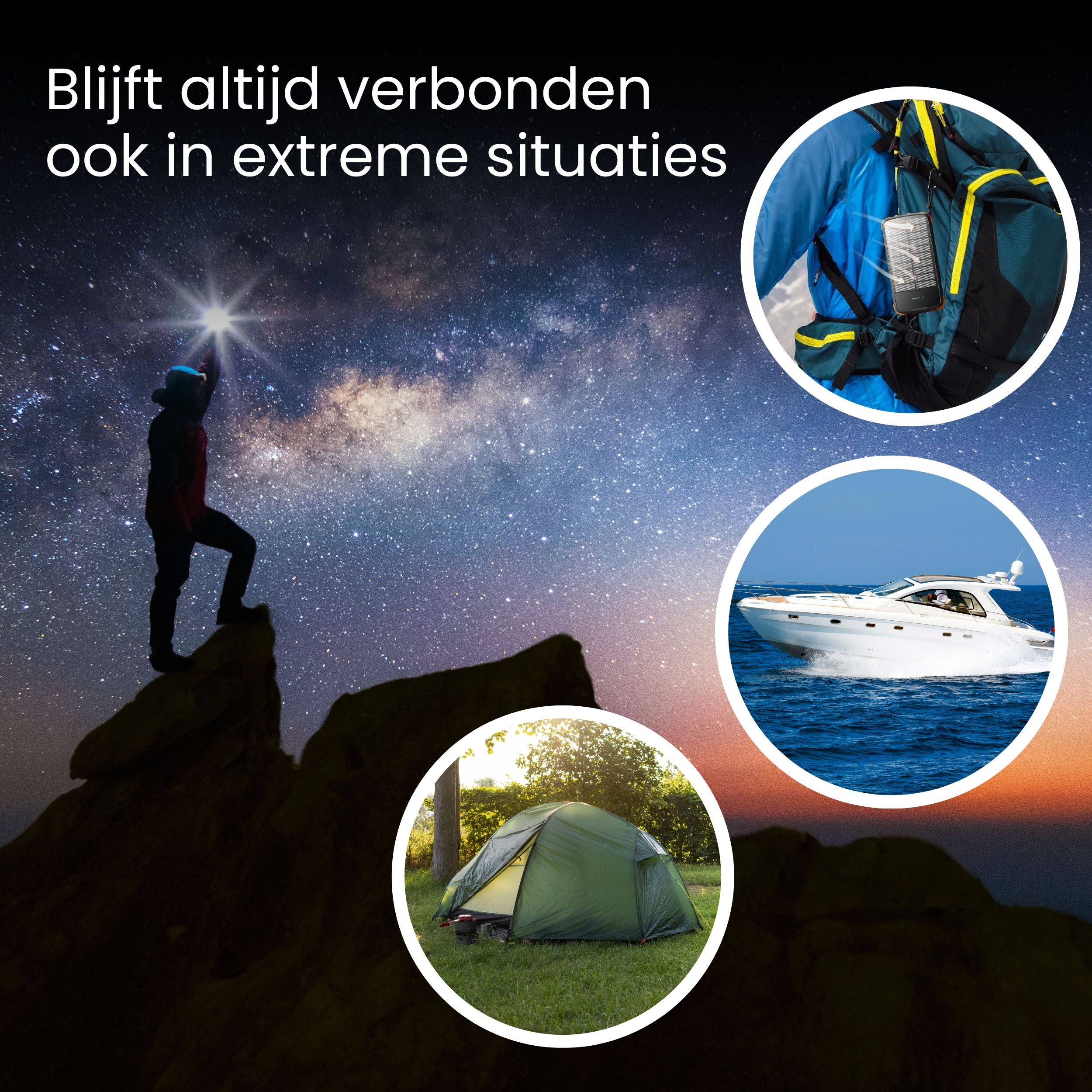 Siltcon Draadloze Powerbank 30.000 mAh  – 4 Zonnepanelen - Siltcon