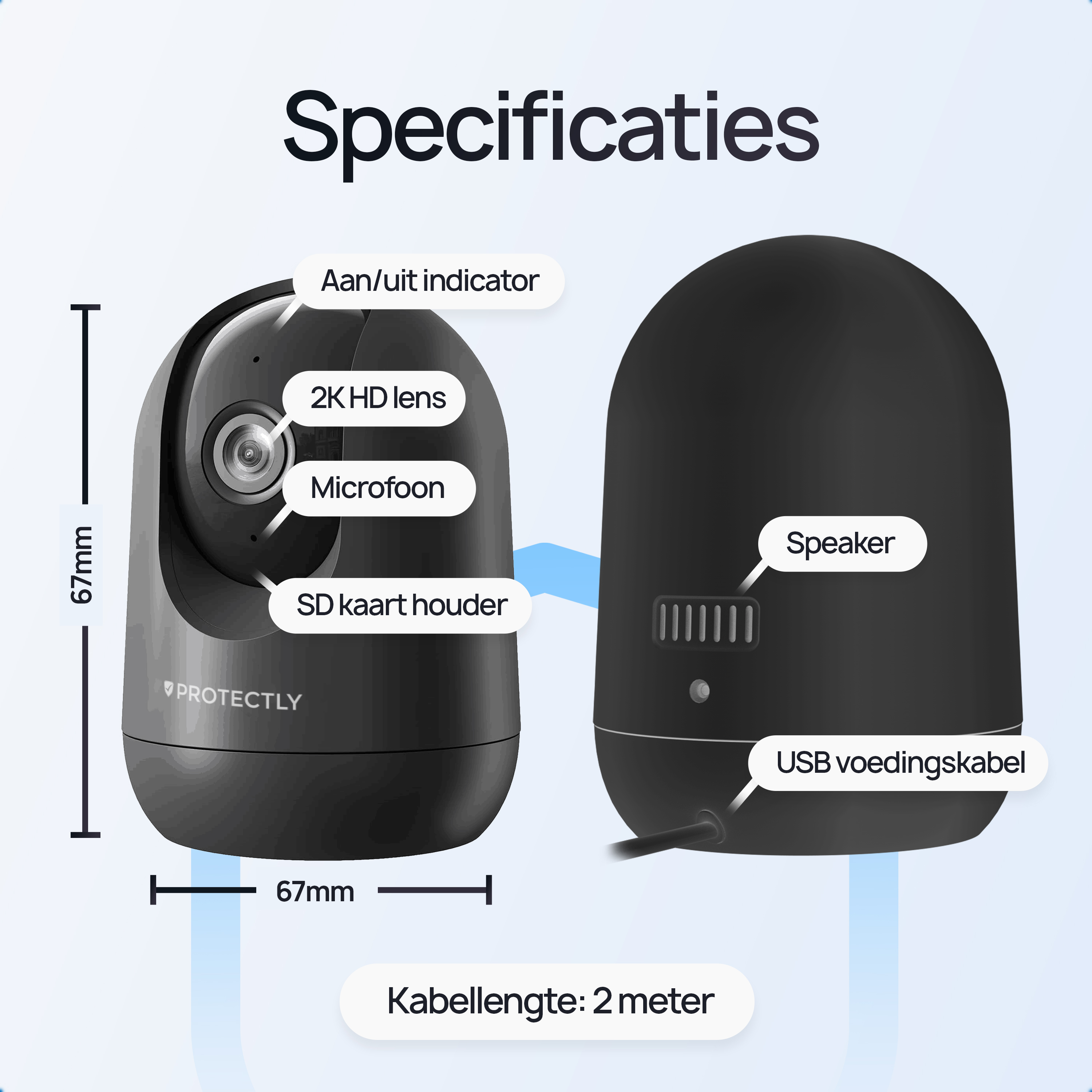 Protectly Beveiligingscamera – Huisdiercamera – 2K Ultra HD - Siltcon