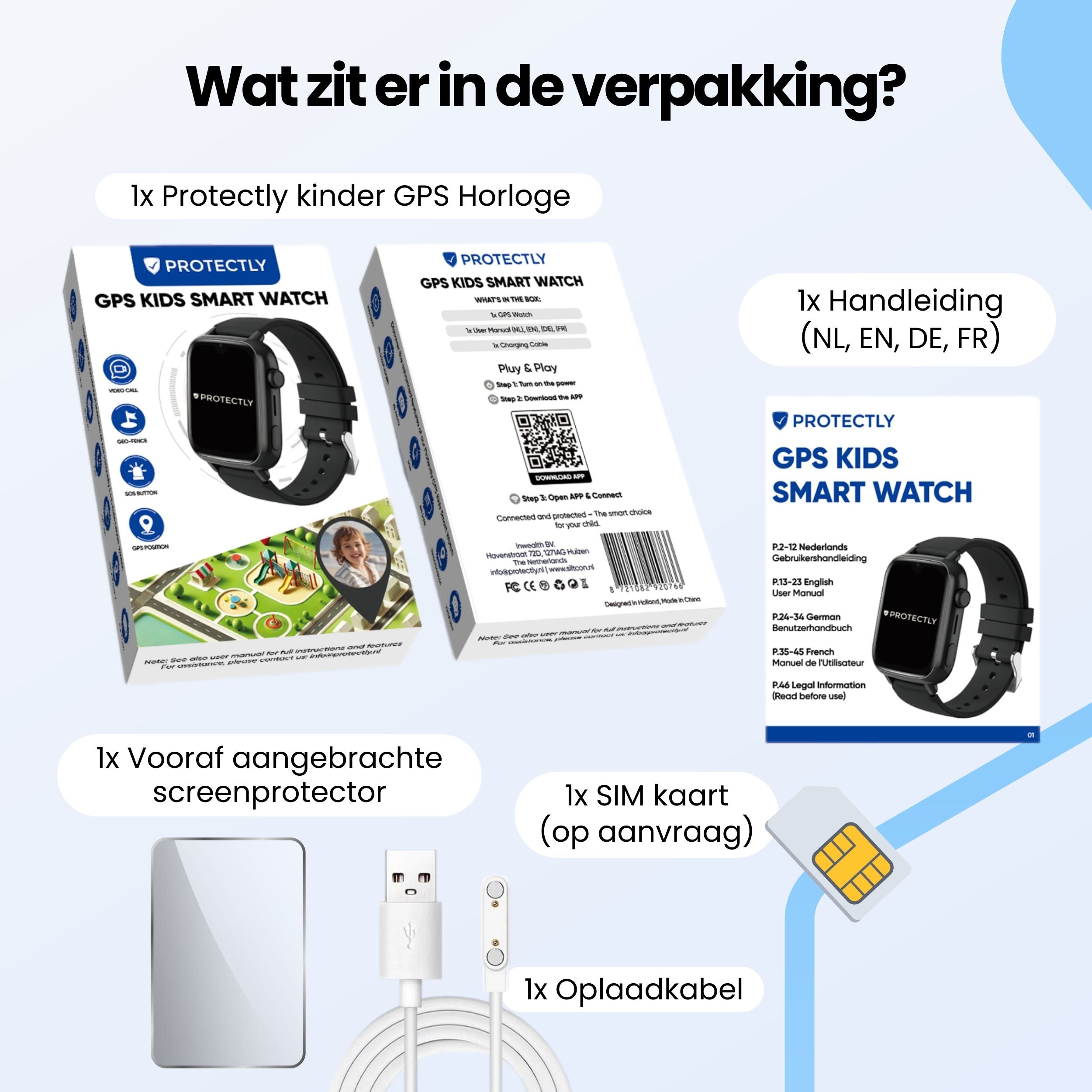 Protectly Kinder GPS Horloge – Smartwatch kind met bellen – GPS & SOS - Siltcon