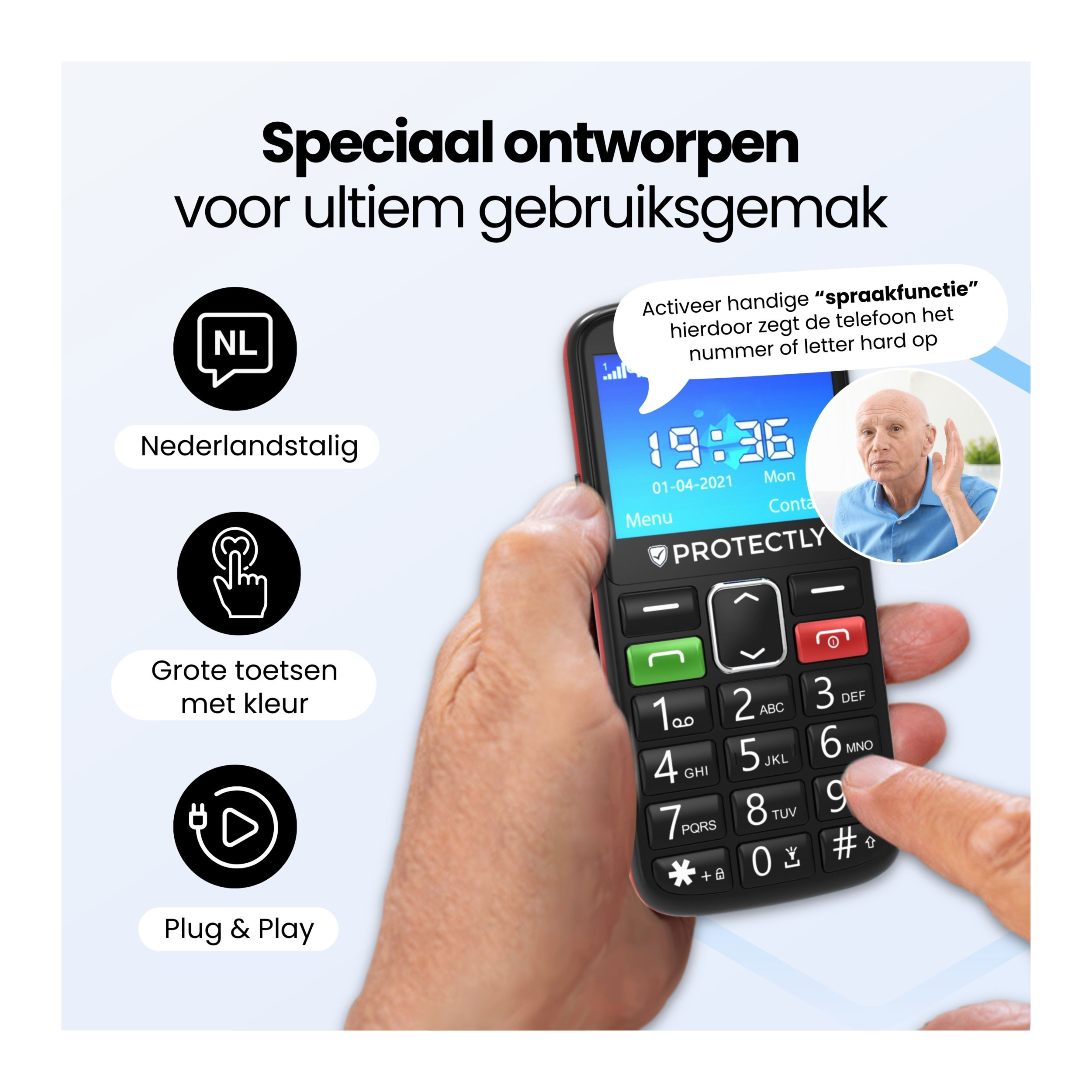 Protectly Senioren Telefoon – SOS knop - Siltcon