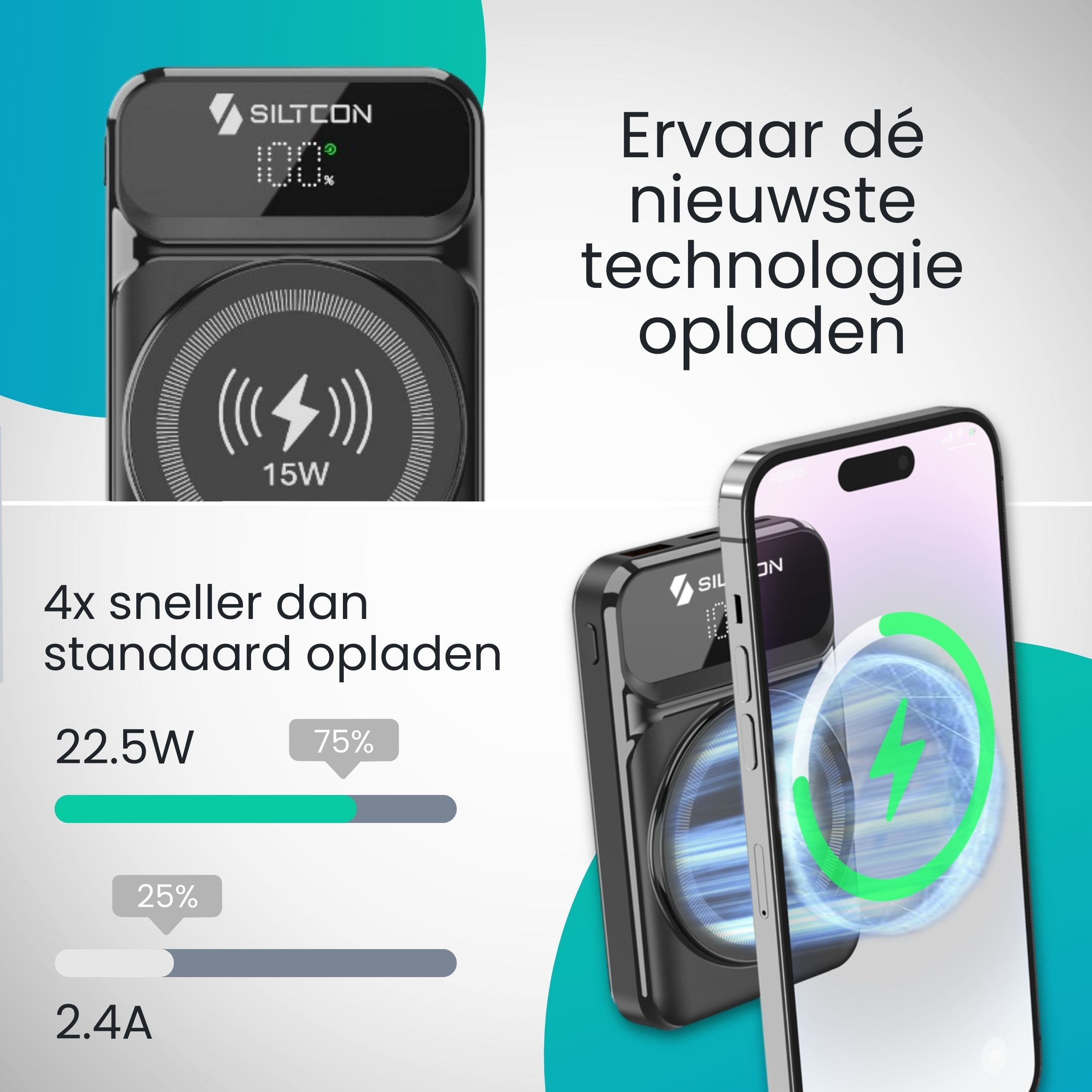 Magnetische Powerbank 10000 mAh - Siltcon