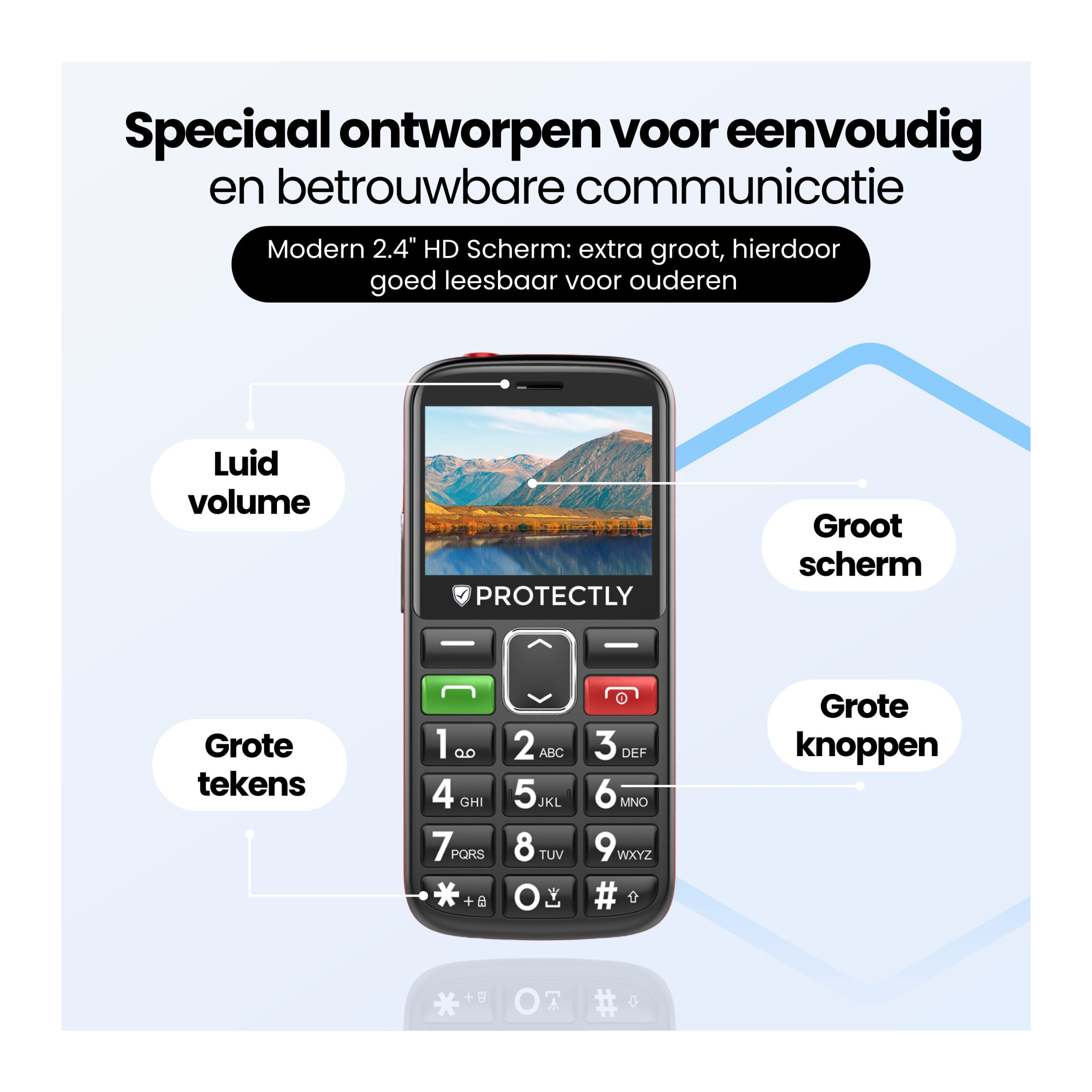 Protectly Senioren Telefoon – SOS knop - Siltcon
