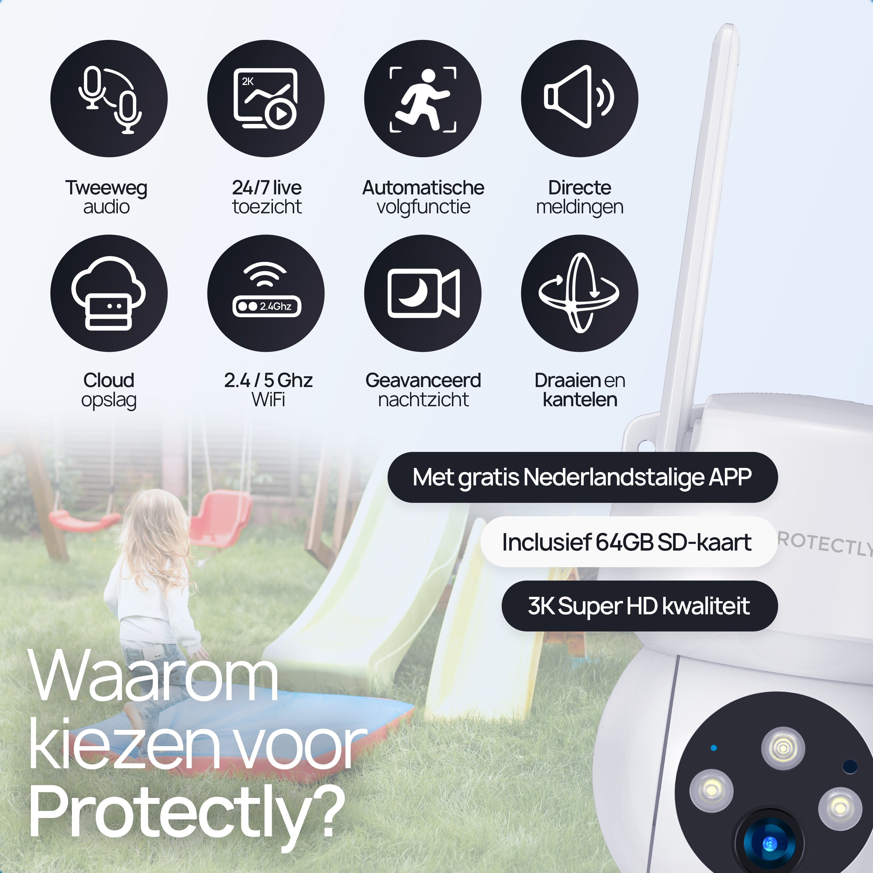 Protectly Beveiligingscamera Buiten 3K 5MP - Siltcon