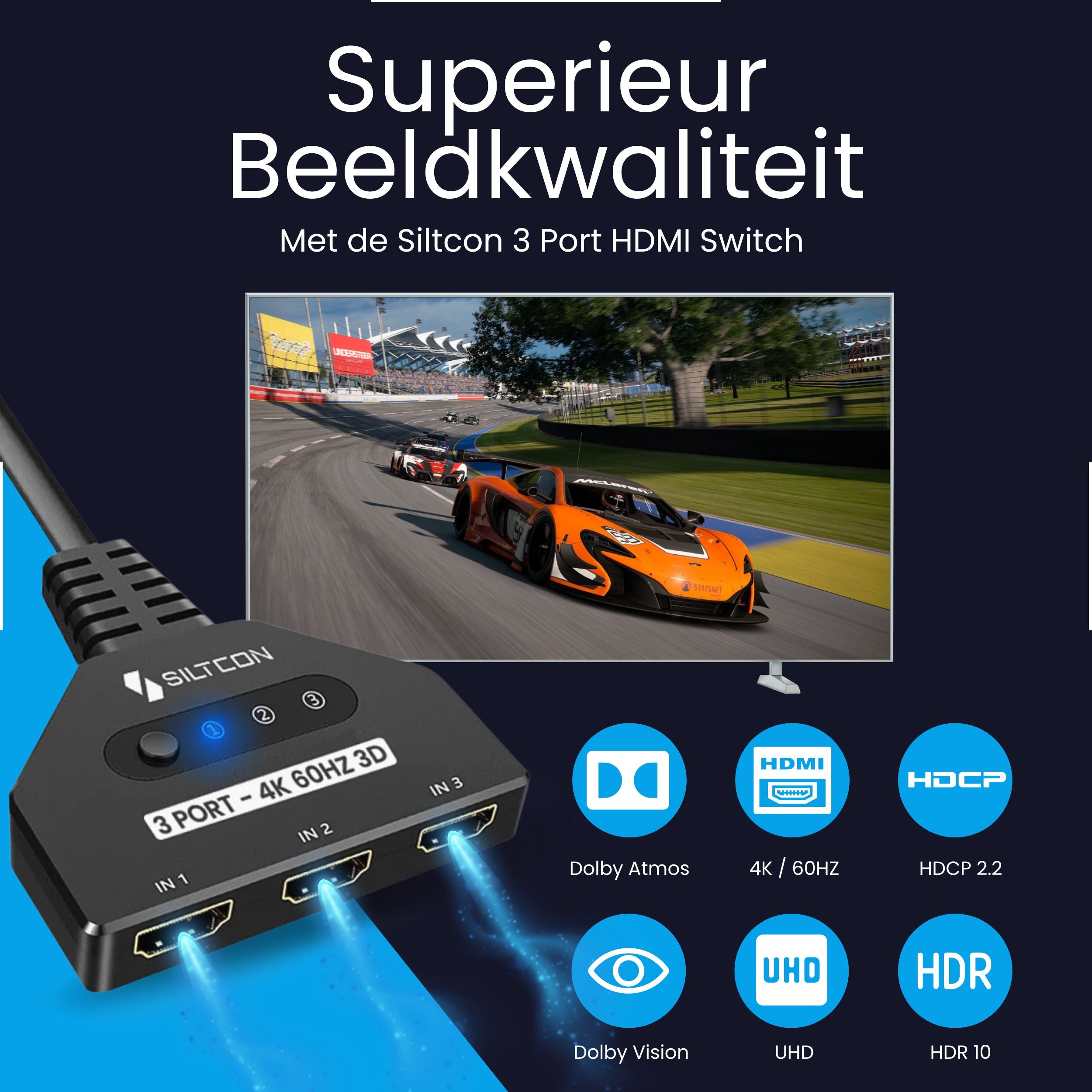 Siltcon HDMI Switch 3 in 1 – 4K - Siltcon