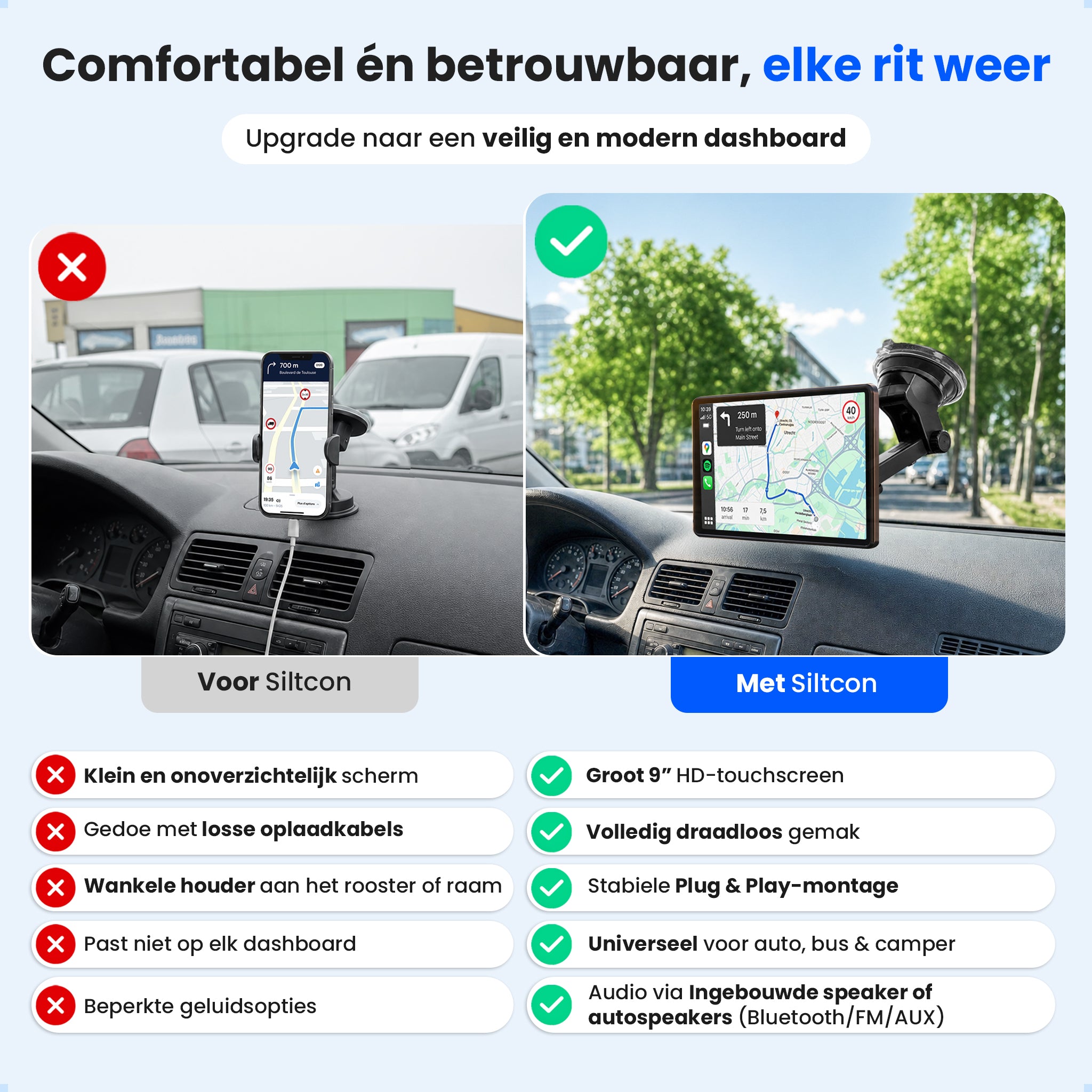 Siltcon® Geeignet für Carplay Bildschirm 9 Zoll