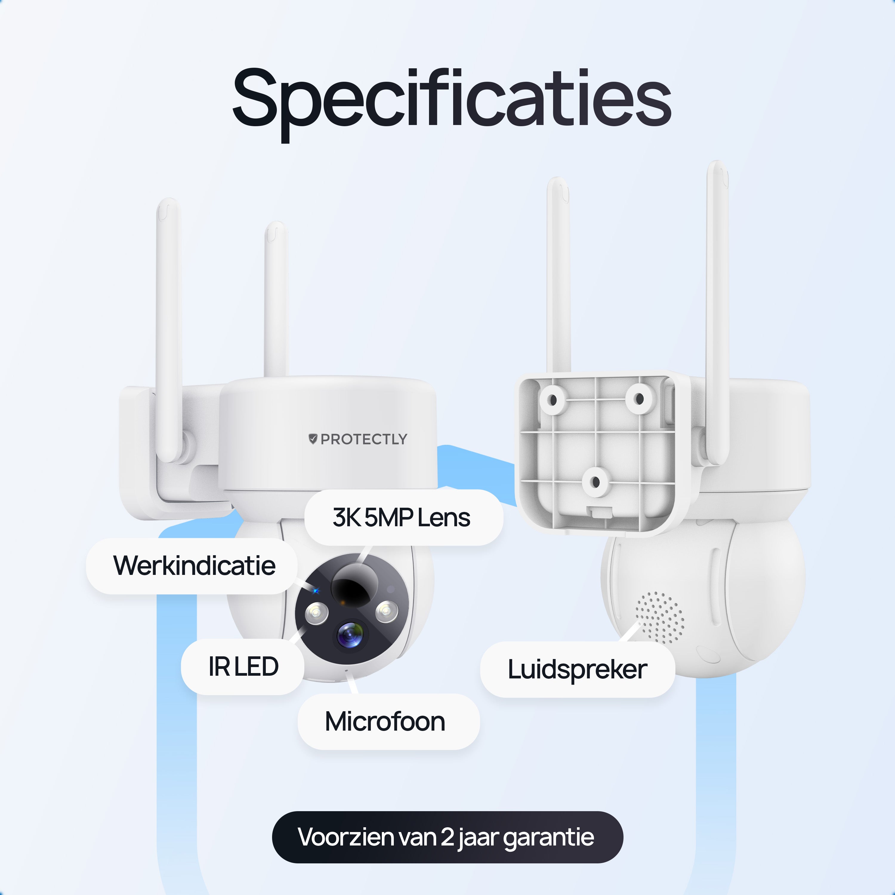 Protectly Buitencamera met Zonnepaneel - 3K Ultra HD - Siltcon