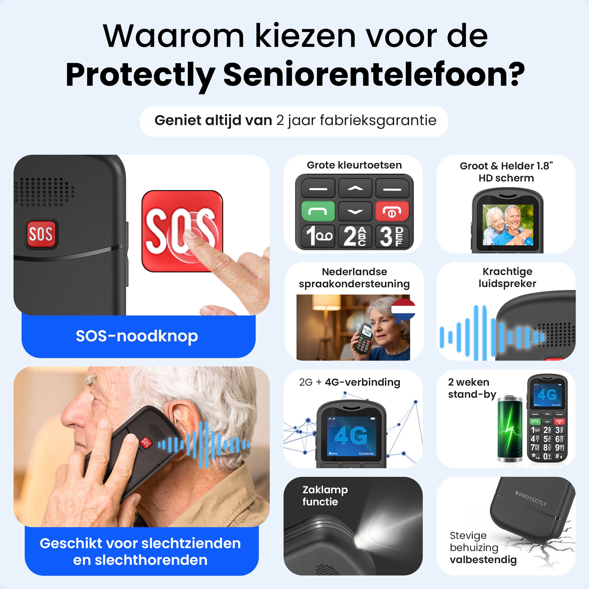 Protectly® Senioren Telefoon - 4G