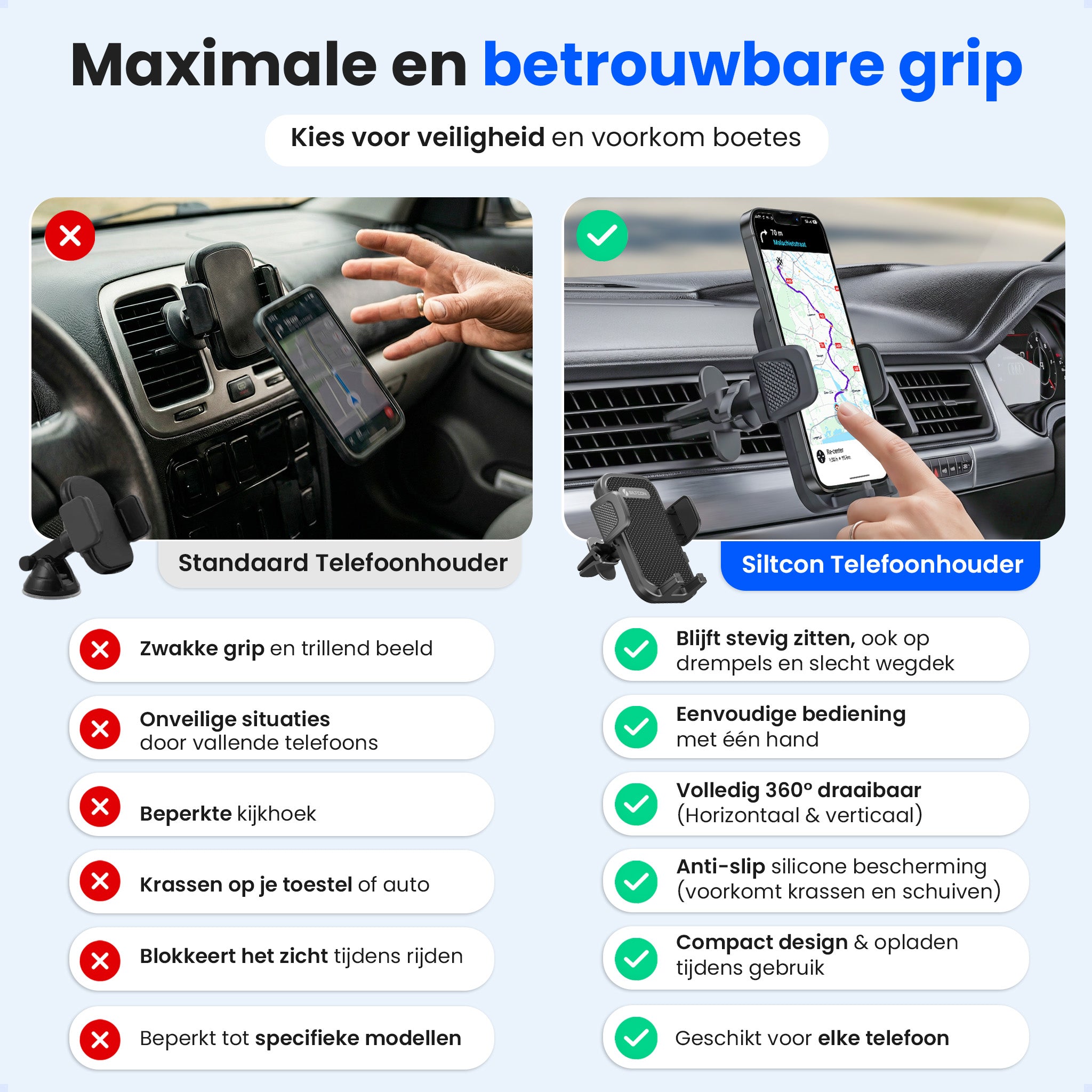 Siltcon® Telefoonhouder Auto Ventilatie