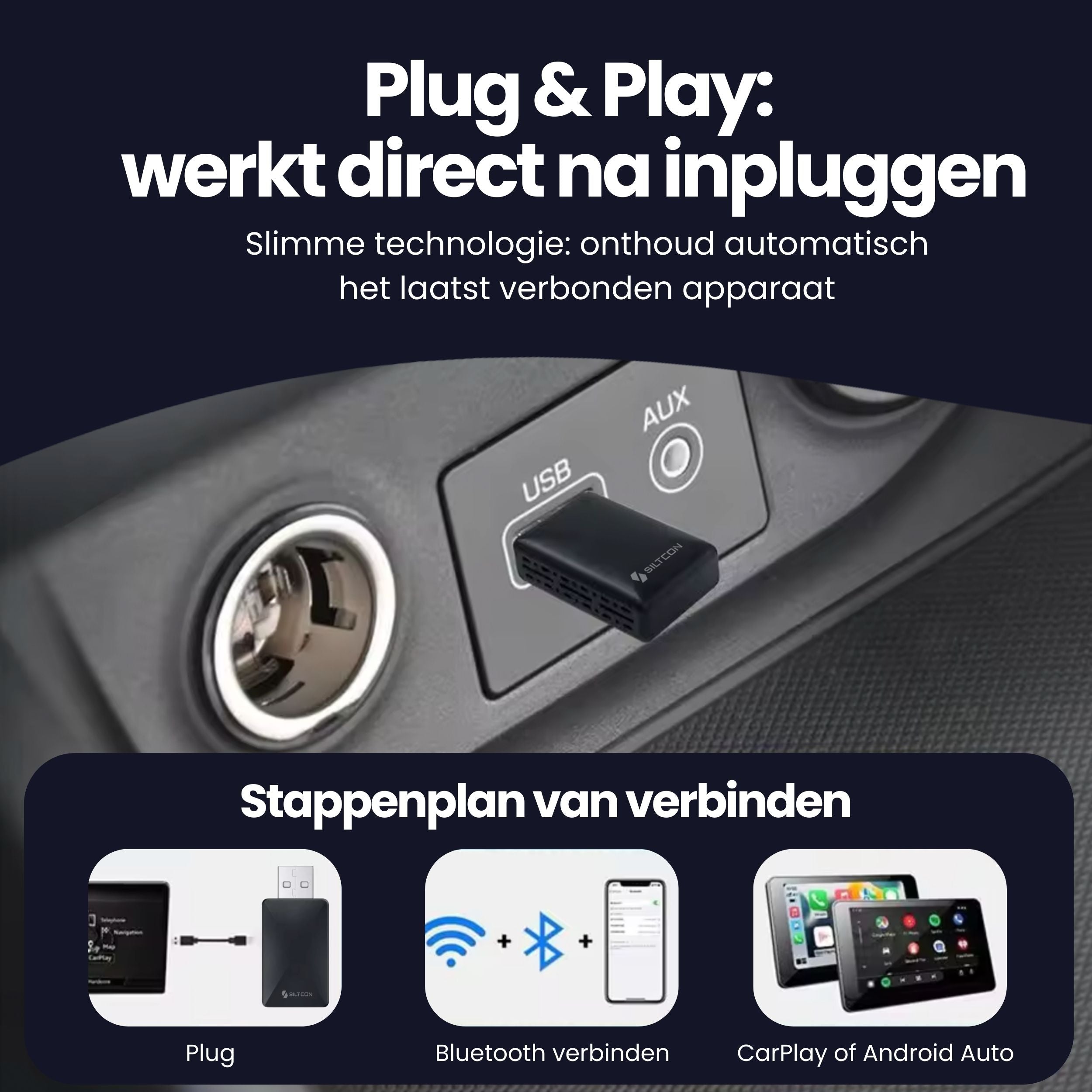 Siltcon 2-in-1 Carplay Dongle - Android Auto - Siltcon