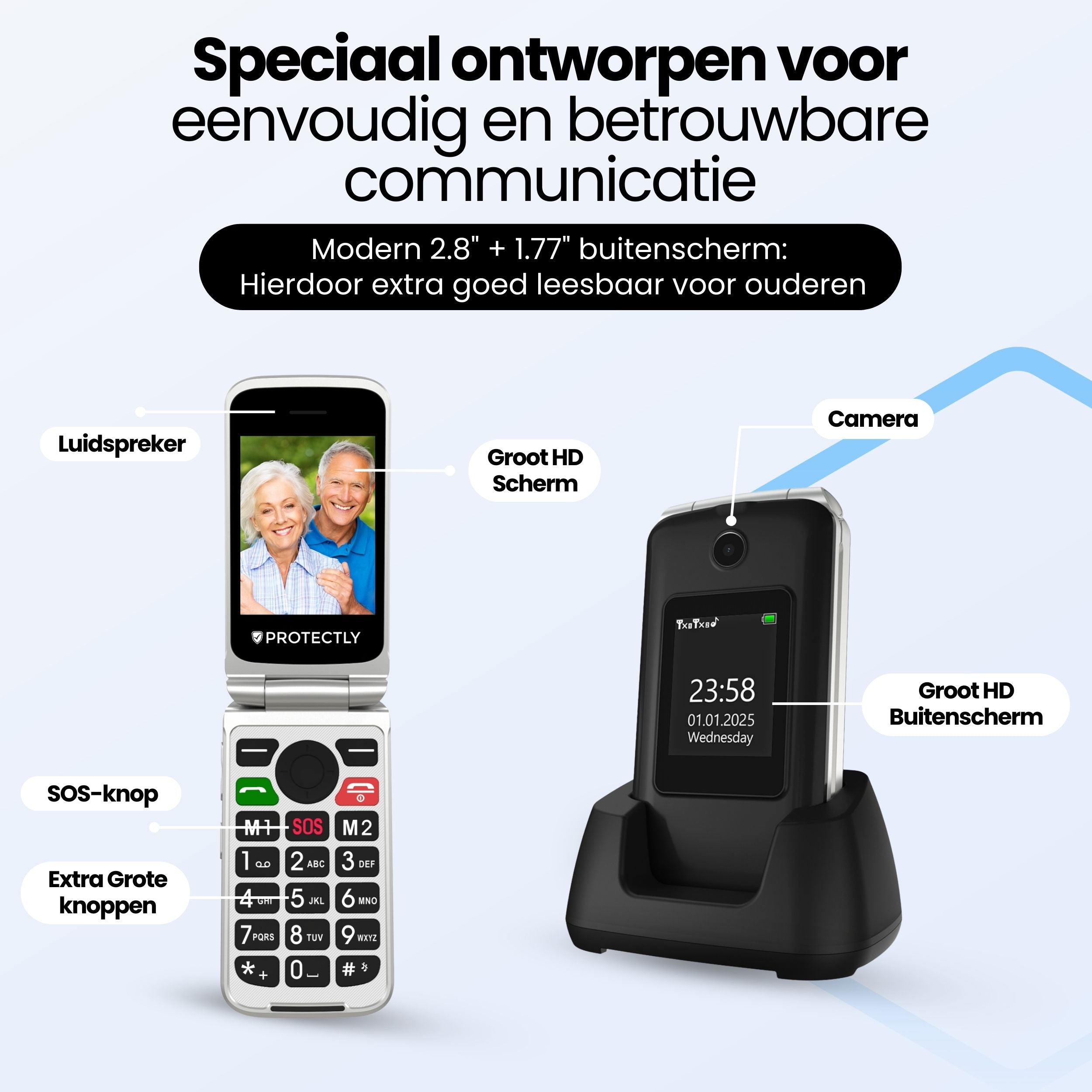 Siltcon Senioren Telefoon Klapbaar – Grote toetsen – SOS-noodknop & 4G - Siltcon