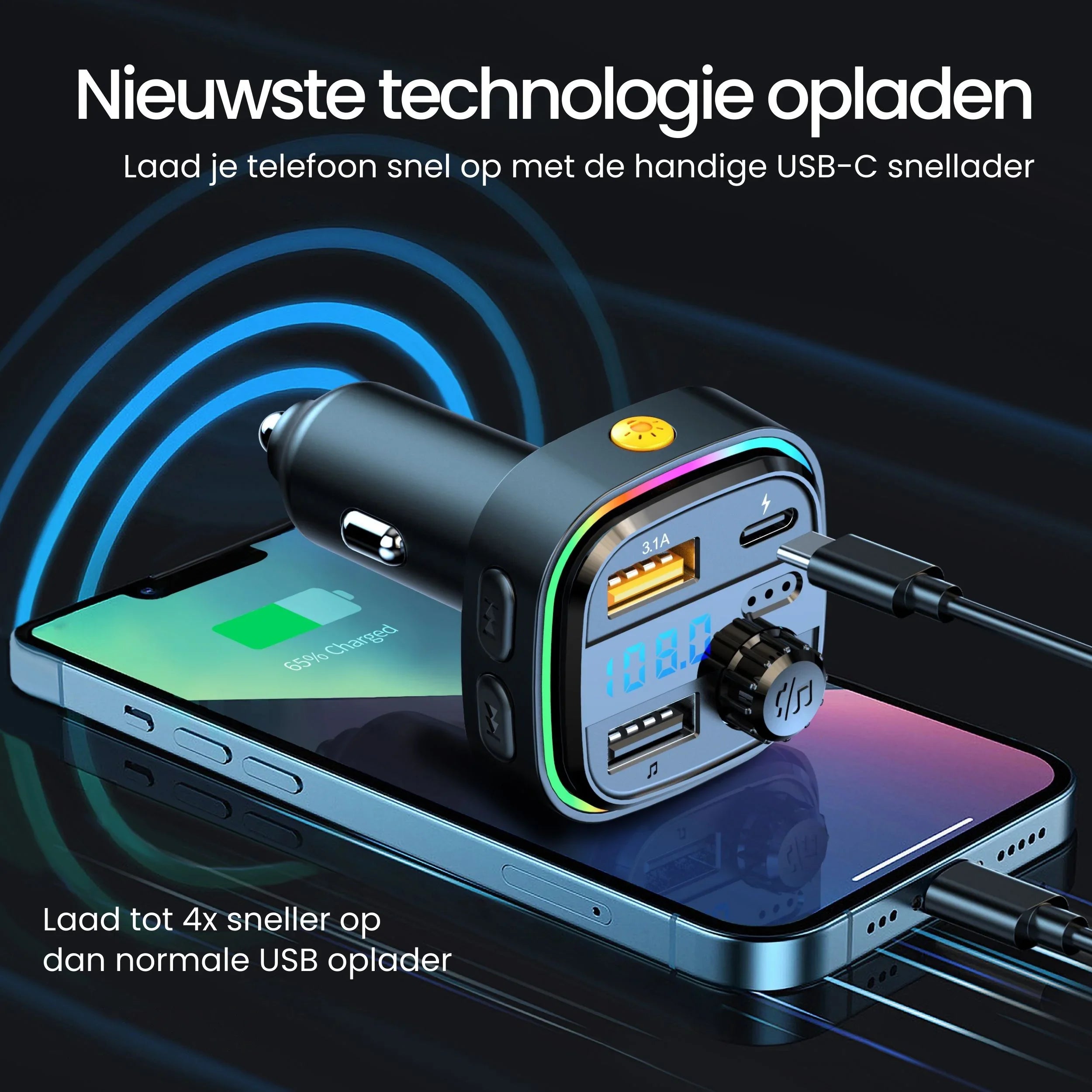 Siltcon Bluetooth FM Transmitter Auto – Snellader - Siltcon