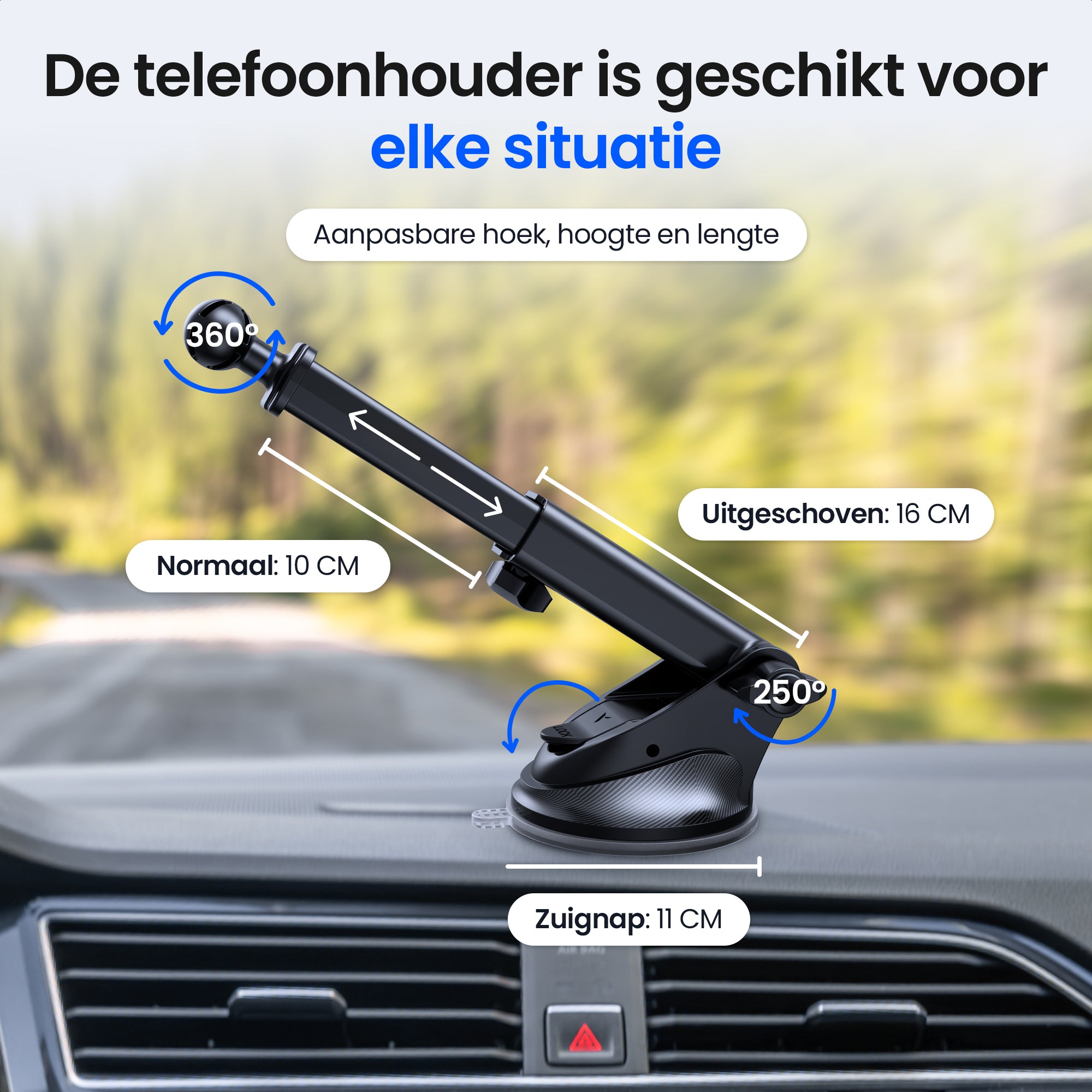 Siltcon® Telefoonhouder Auto met QI Draadloze Oplader