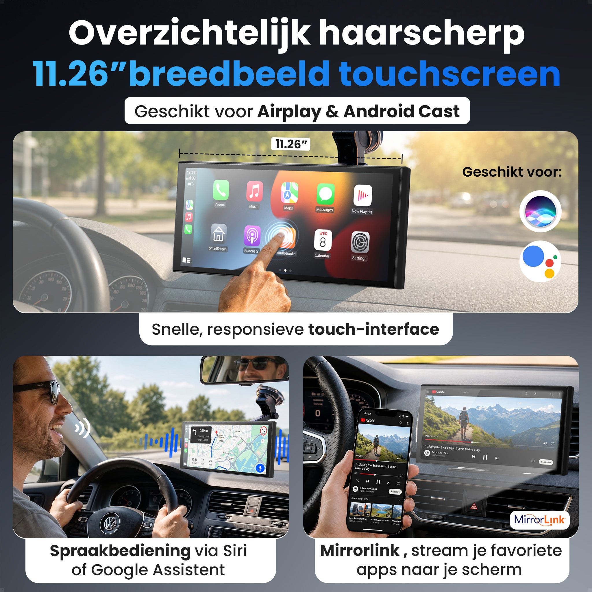 Siltcon® 11,26" Carplay / Android Auto Bildschirm & 4K Dashcam