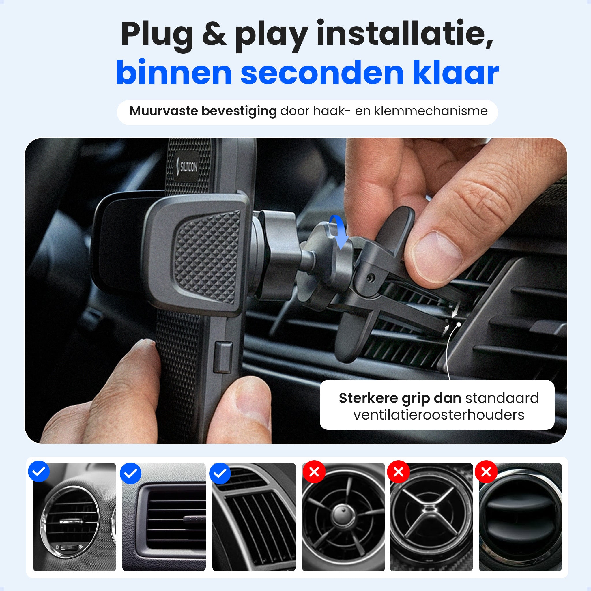 Siltcon® Telefoonhouder Auto Ventilatie
