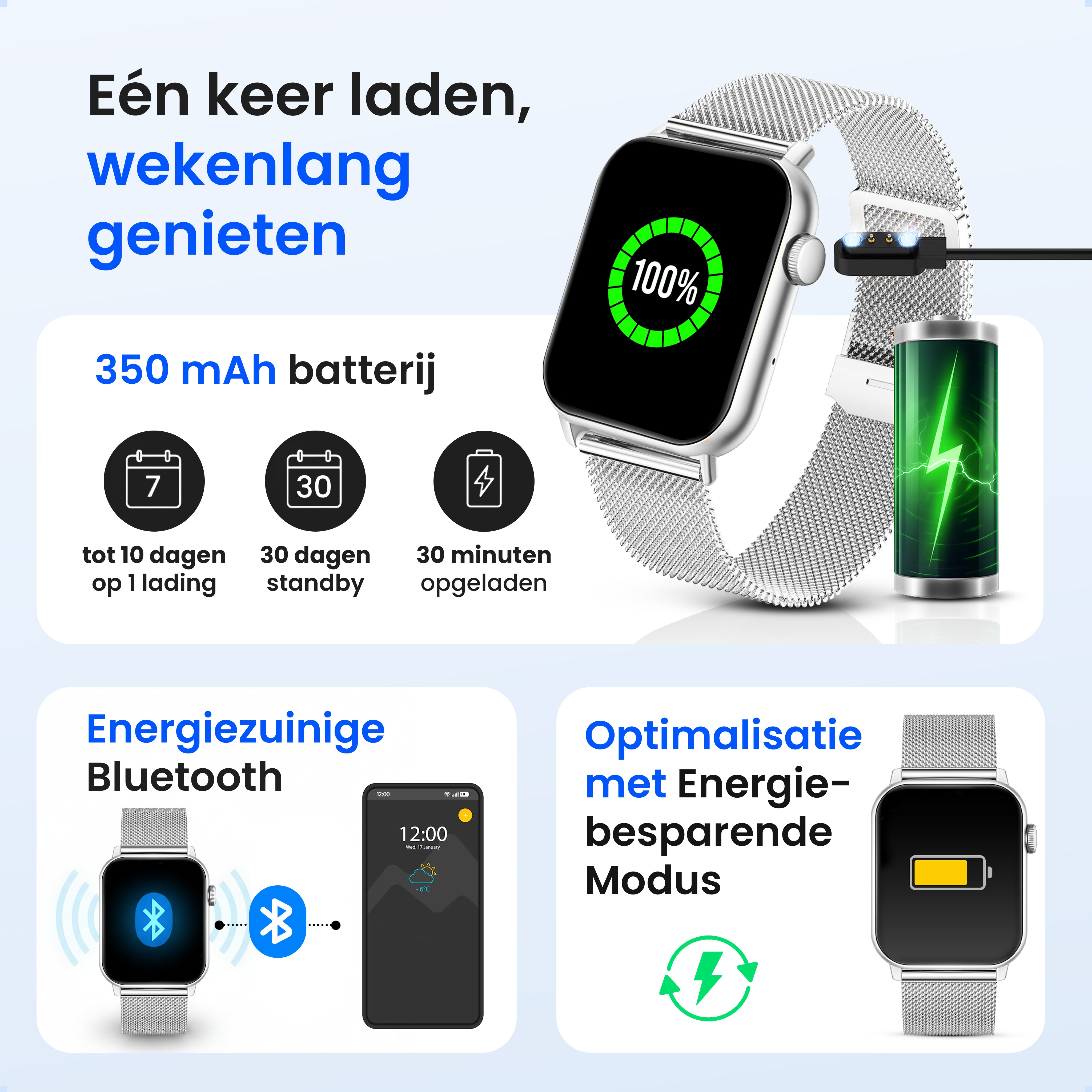 Siltcon Smartwatch Heren & Dames Pro - Zilver