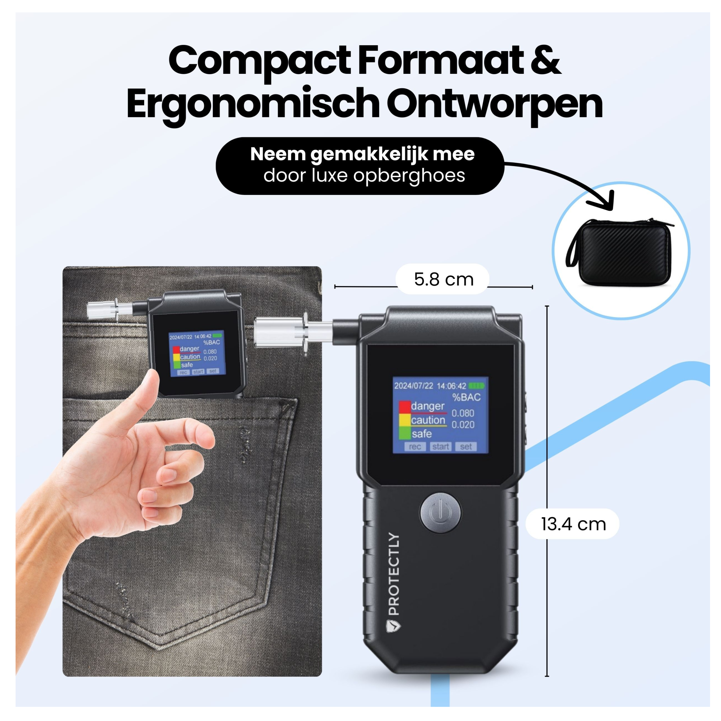 Protectly Alcoholtester Digitaal – 20 mondstukjes - Siltcon