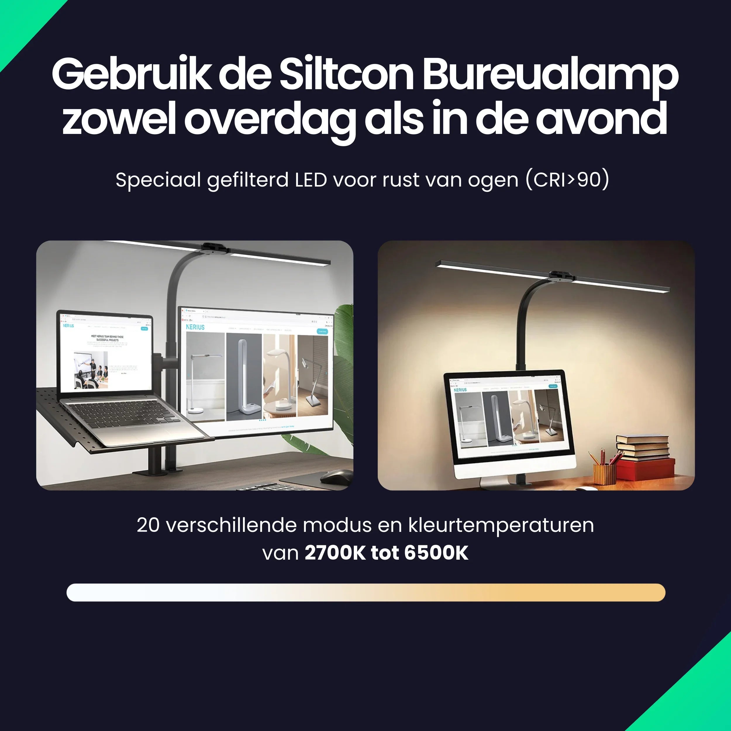 Siltcon Bureaulamp LED met Klem – Incl. afstandbediening - Siltcon