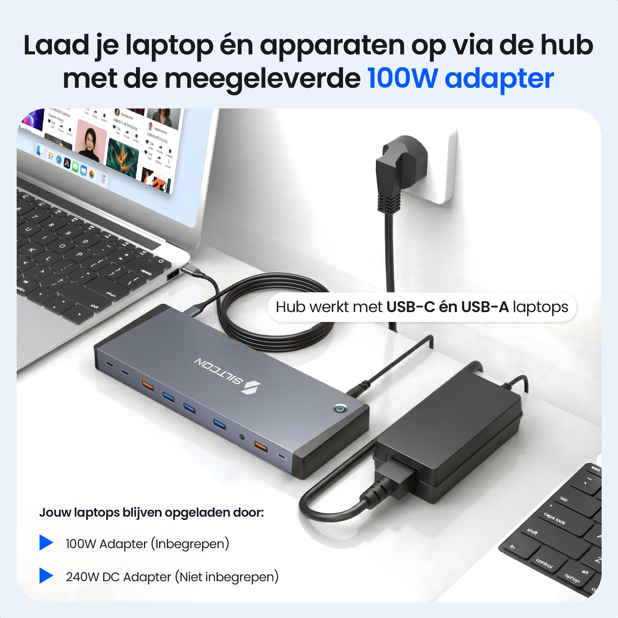 Siltcon – 17-in-1 & Dual 4K – Docking Station met USB-C & 100W Power Delivery
