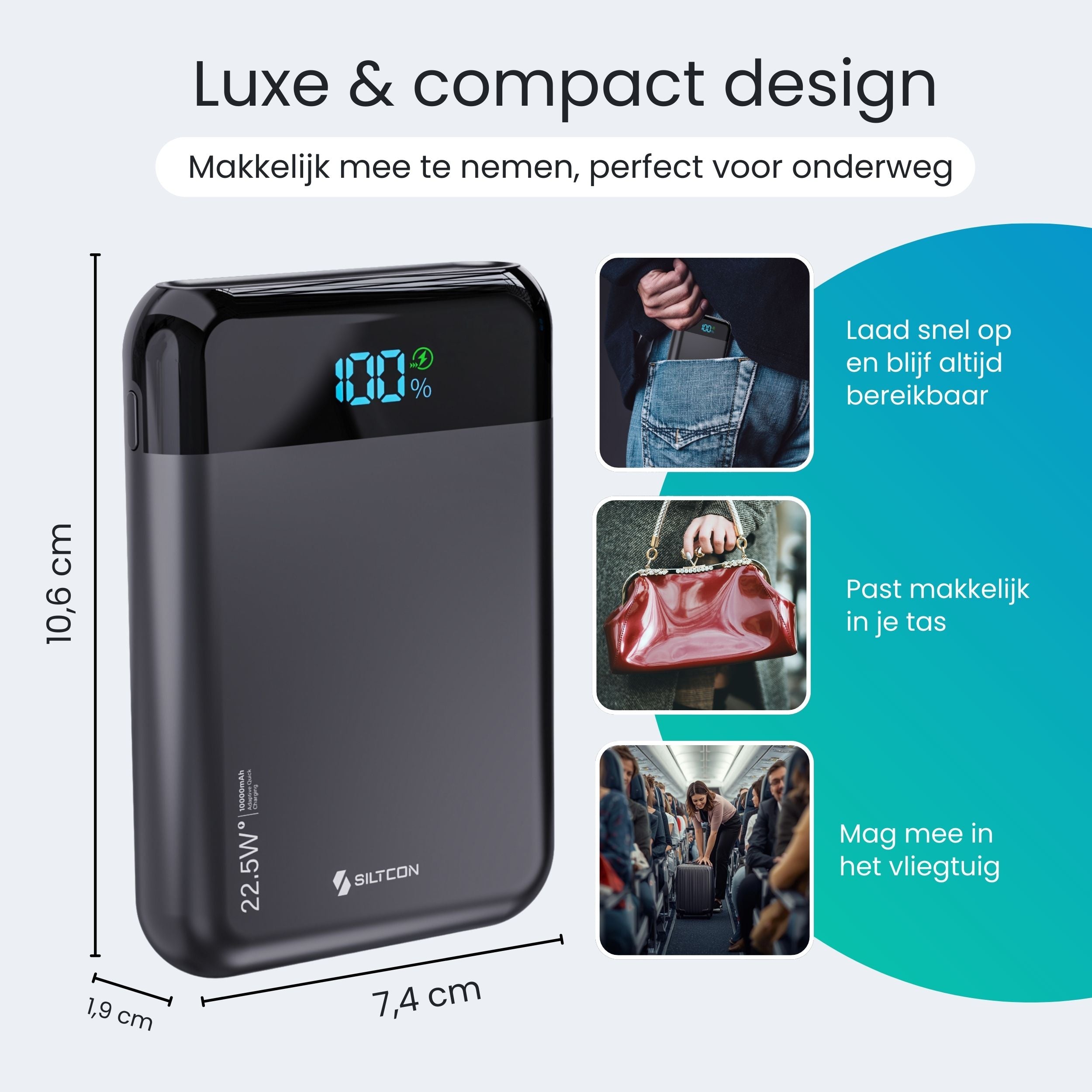 Siltcon® Ultra Kompakte Powerbank 10000 mAh