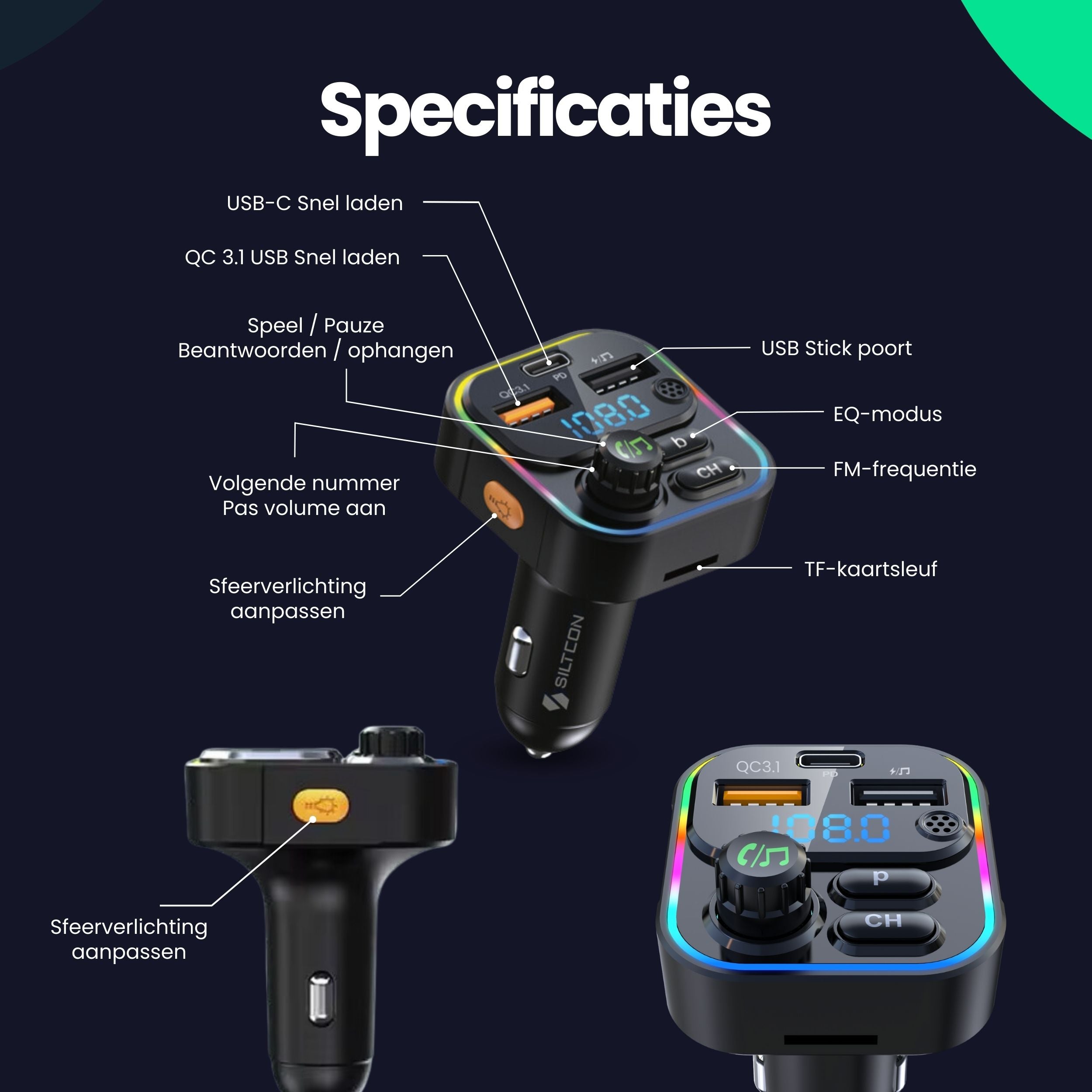 Siltcon Bluetooth FM Transmitter - Siltcon