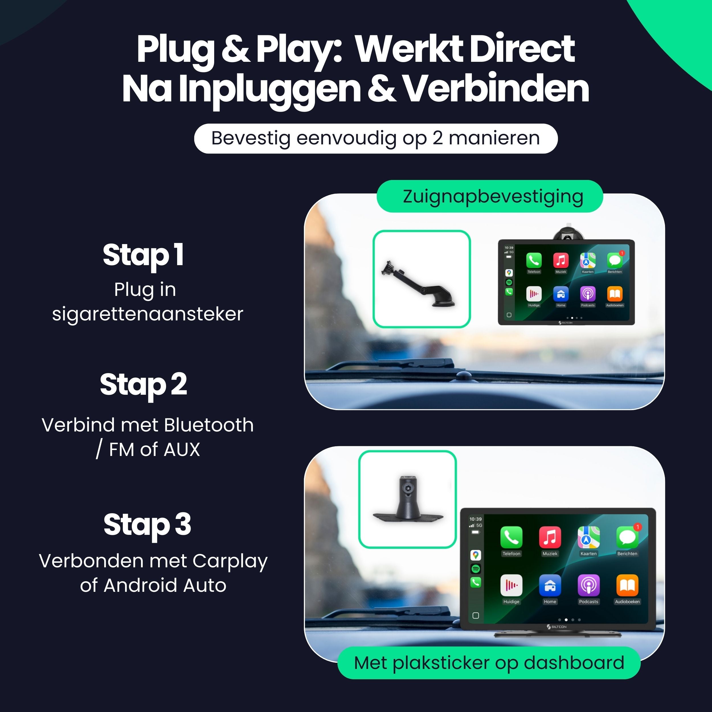 Siltcon 9” Carplay / Android Auto Scherm - Siltcon