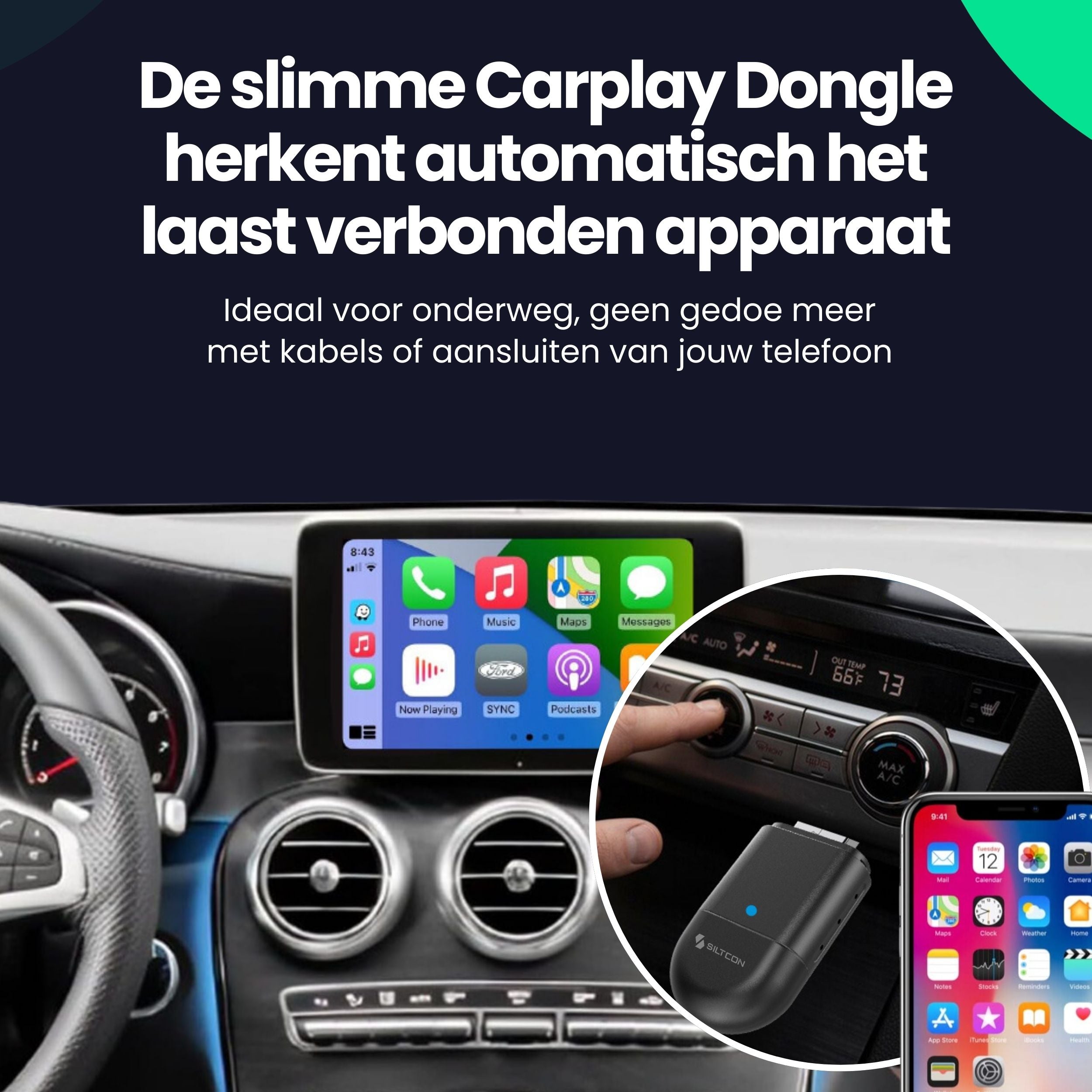 Siltcon Carplay Dongle – Android Auto - 2-in-1 - Siltcon