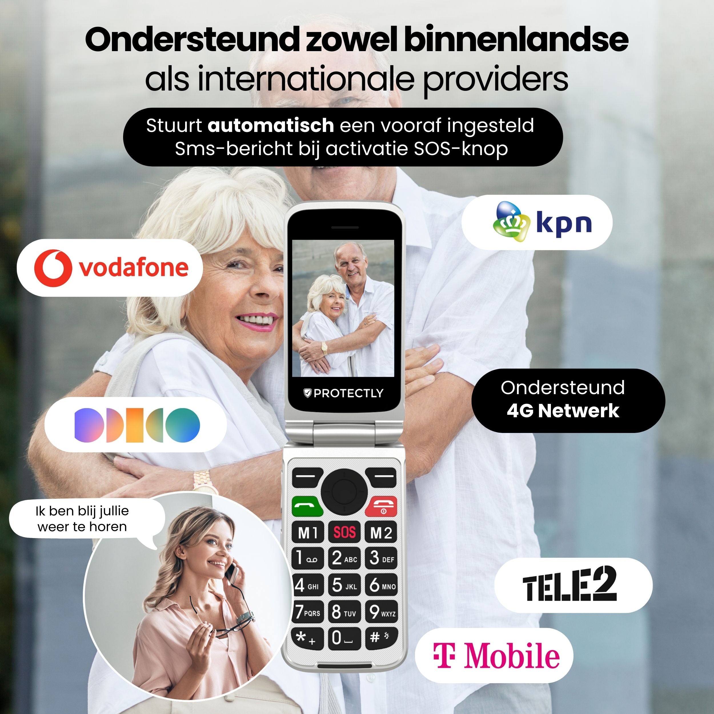 Siltcon Senioren Telefoon Klapbaar – Grote toetsen – SOS-noodknop & 4G - Siltcon