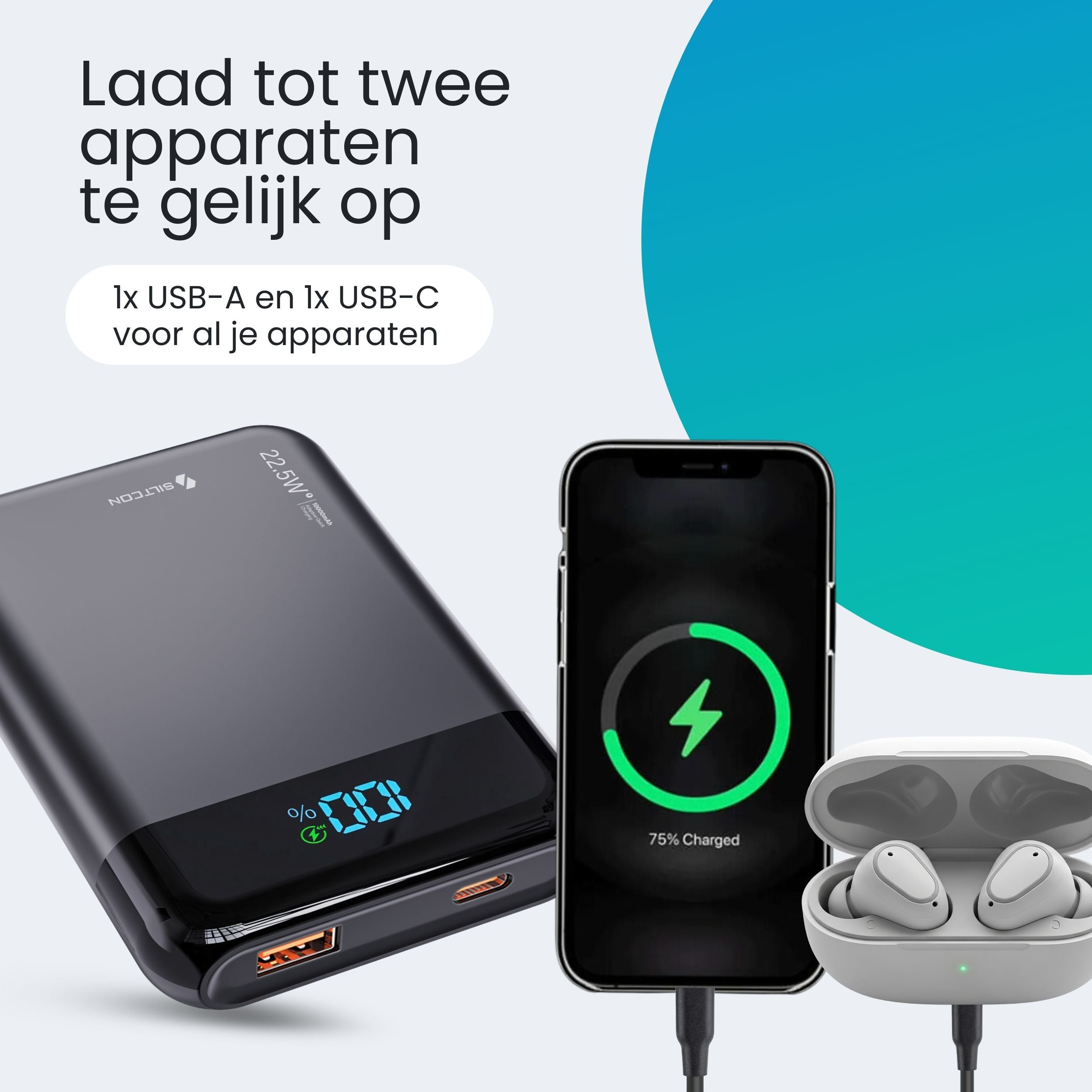 Siltcon® Ultra Kompakte Powerbank 10000 mAh