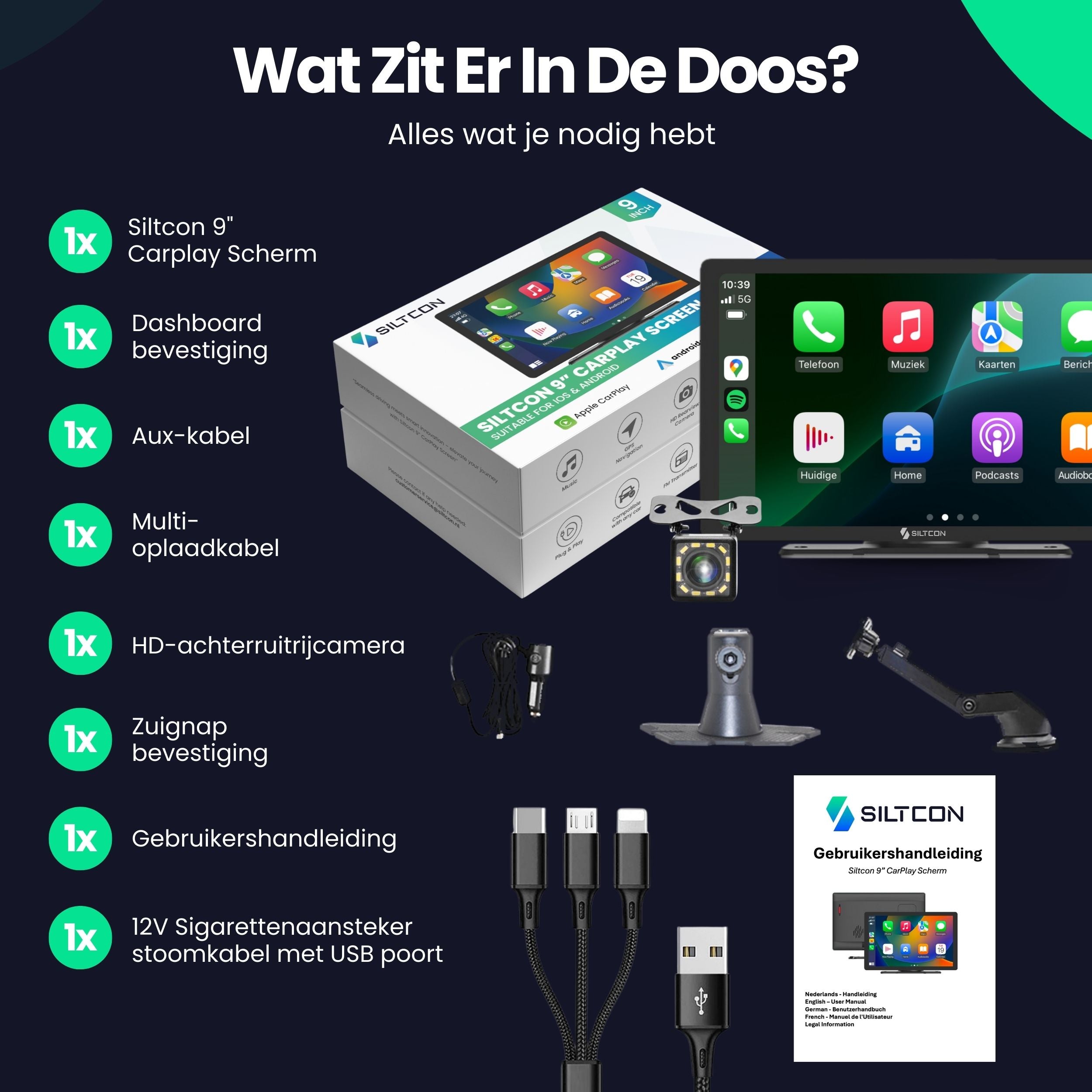 Siltcon 9” Carplay / Android Auto Scherm - Siltcon